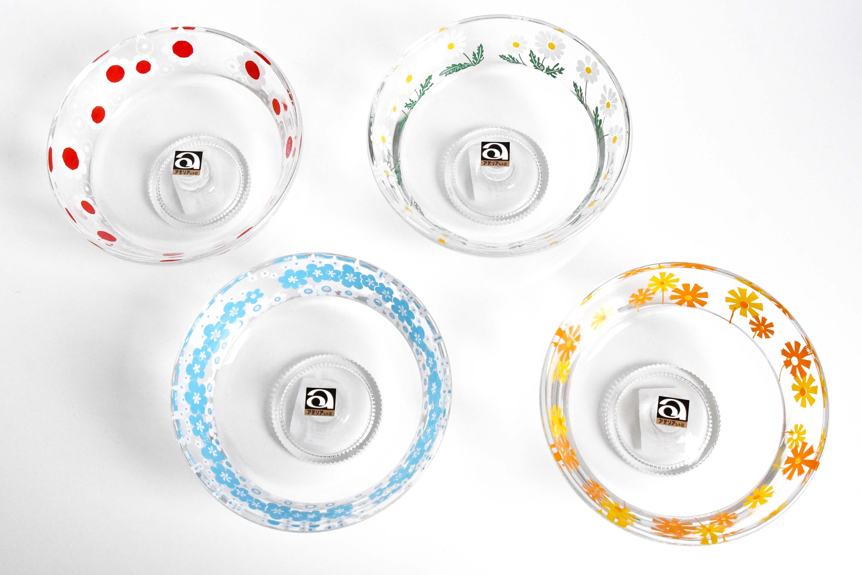 Aderia Retro Shallow dessert cup glassware, Japanese retro illustration and high-quality design