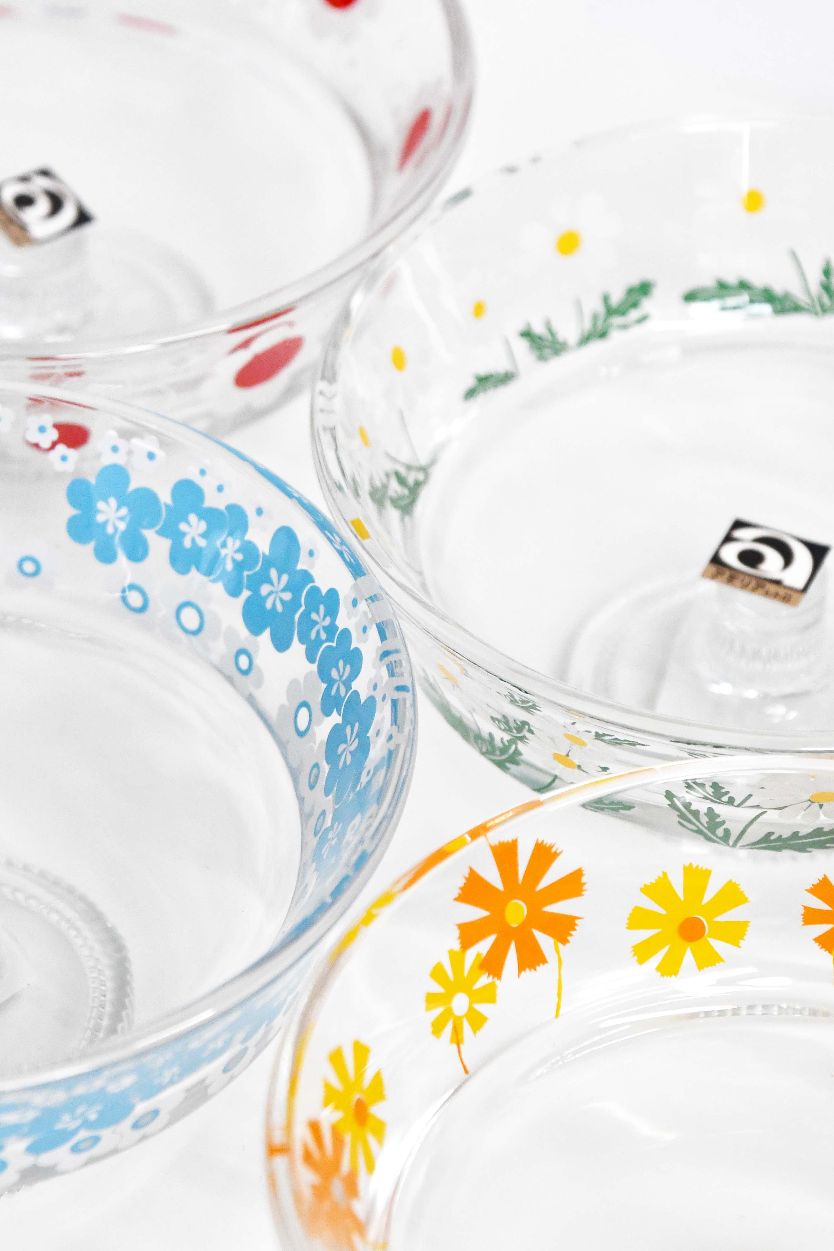 Aderia Retro Shallow dessert cup glassware, Japanese retro illustration and high-quality design