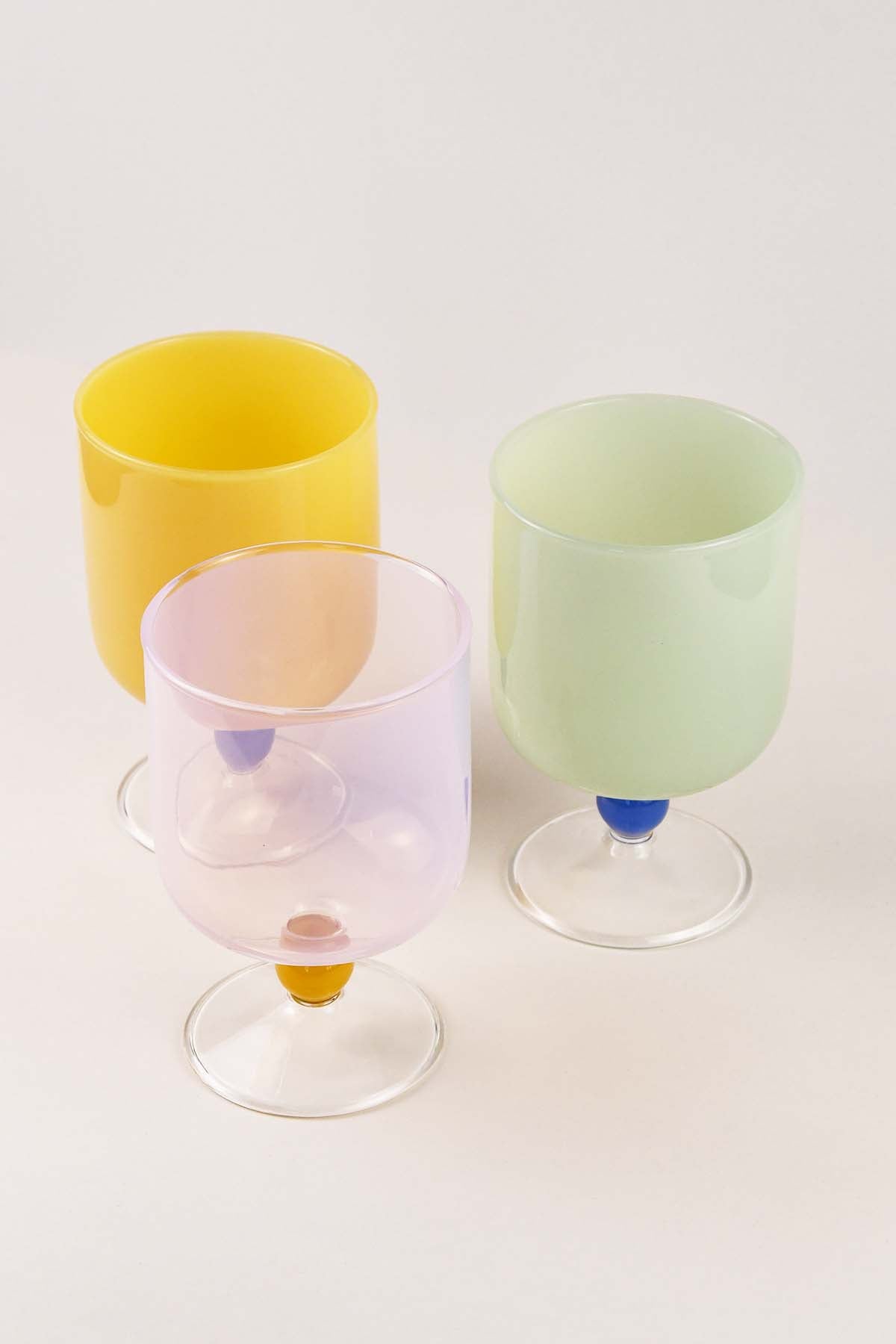 BISQUE Mujunhyuk Heat Resistant Glass Goblet Pink Yellow Mint Set