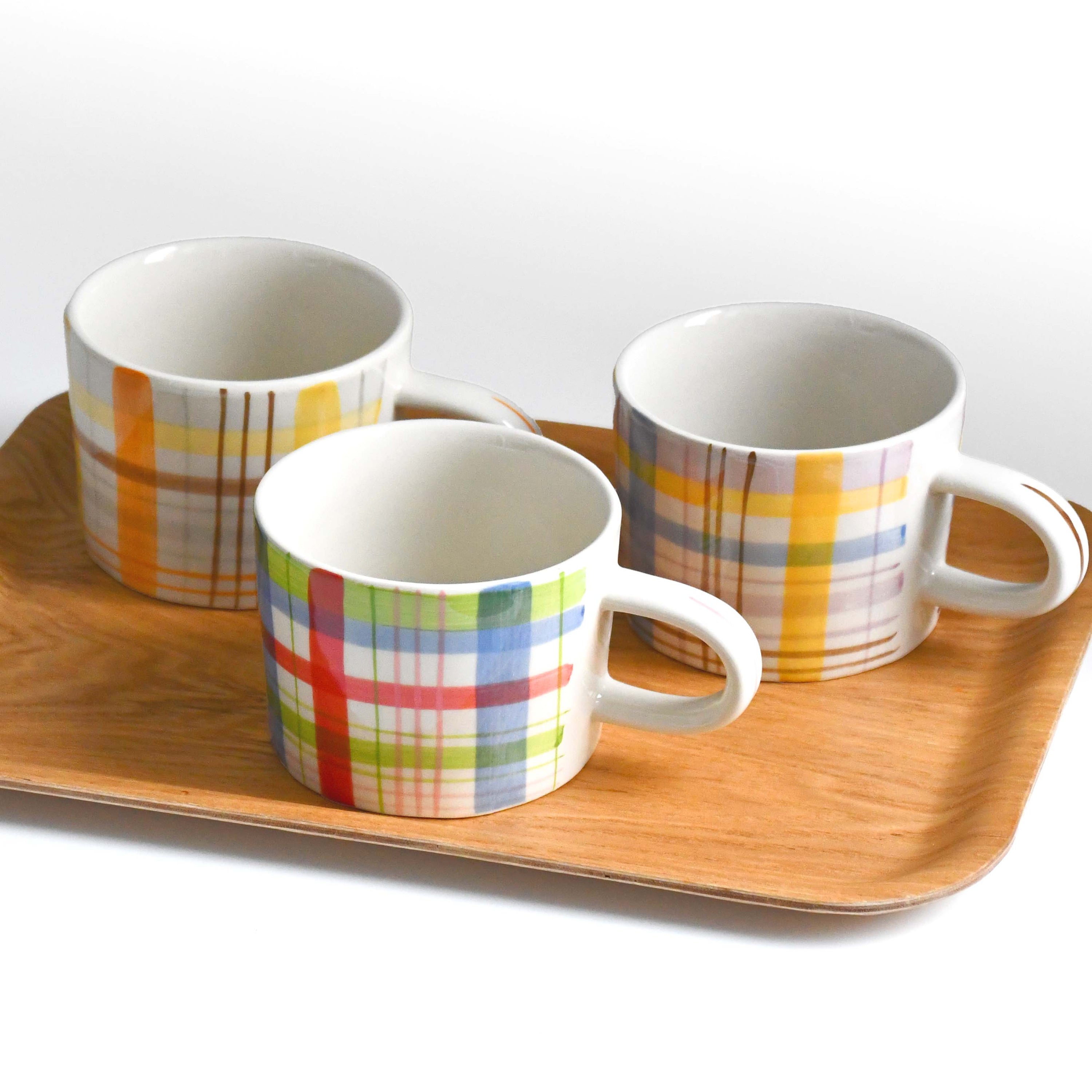 BISQUE Carreaux Hand-written checked Mug Cup CDF