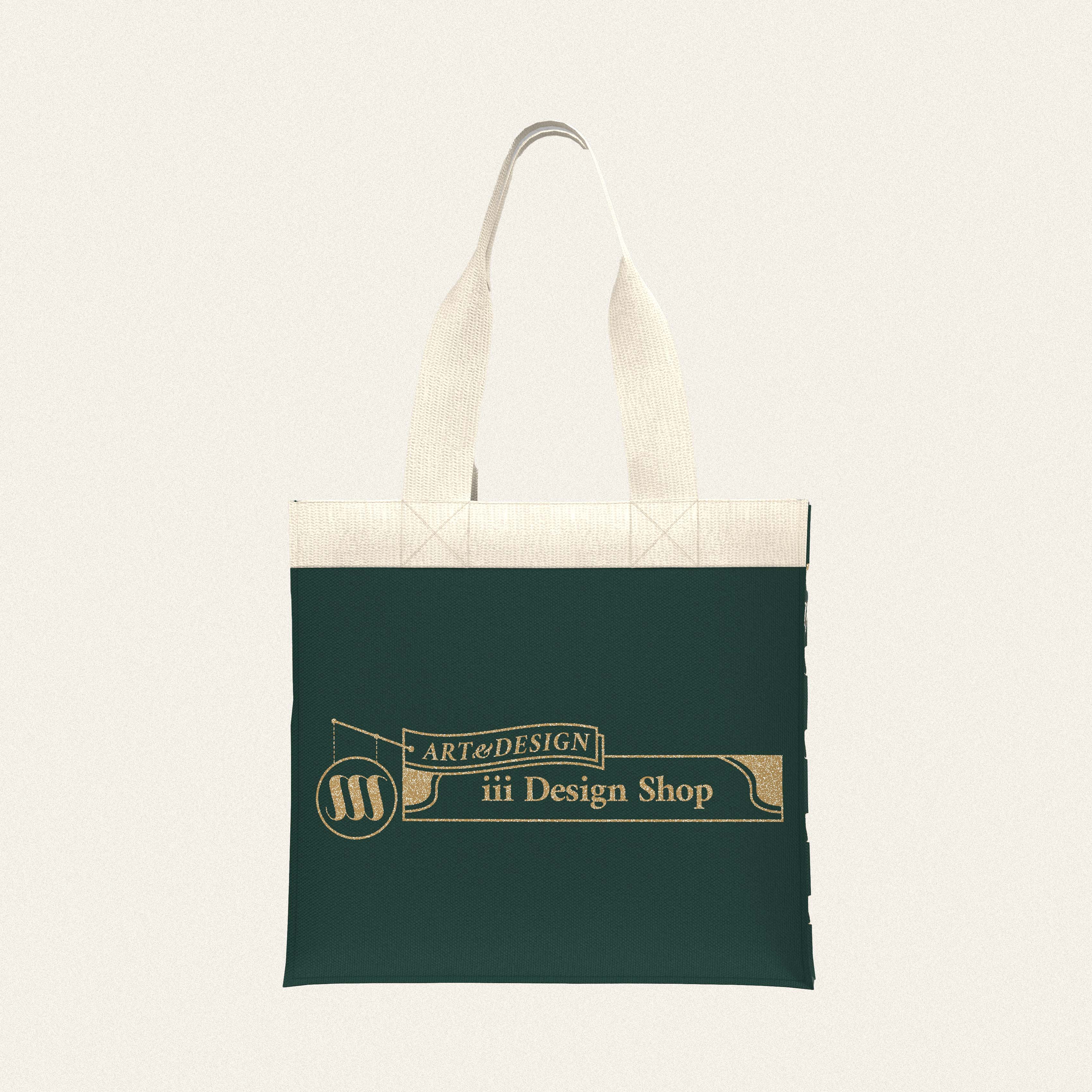 iii Original Logo Tote Bag Dark Green x Gold – iii Design Shop