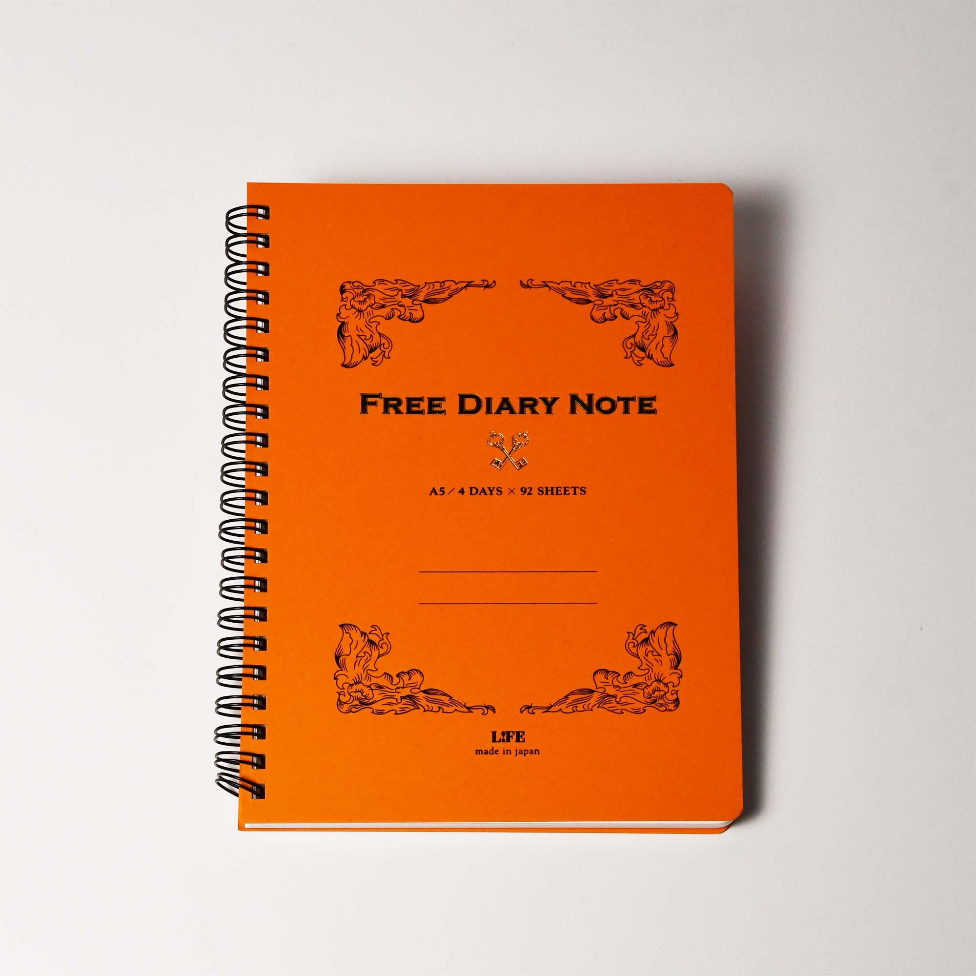 LIFE Free Diary Note A5 4 Days 92 Sheets Orange Made in Japan