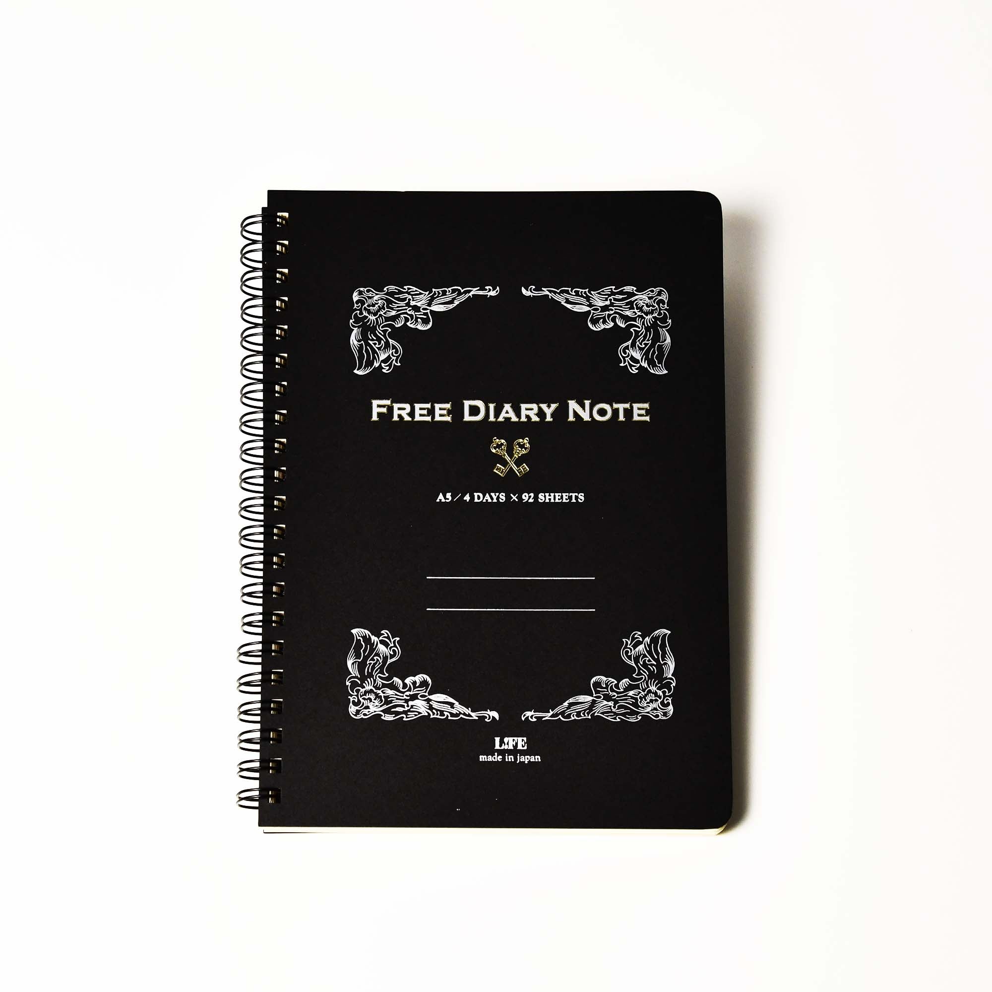 LIFE Free Diary Note A5 4 Days 92 Sheets Black Made in Japan