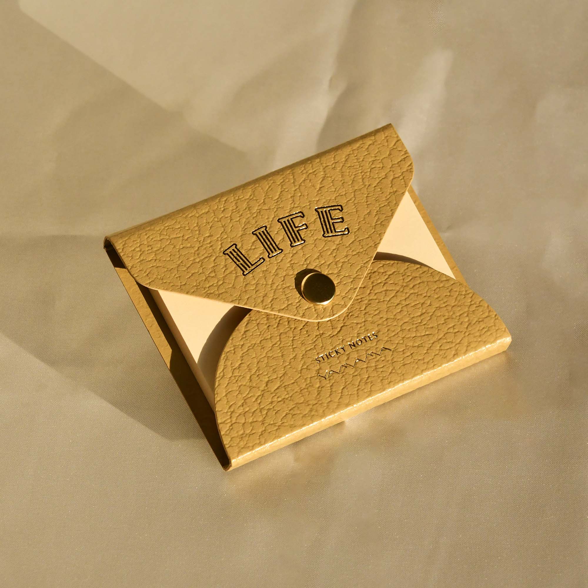 LIFE Index Sticky Memo Notes with Leather Case Beige YAMAMA Bungu Stationery Made in Japan