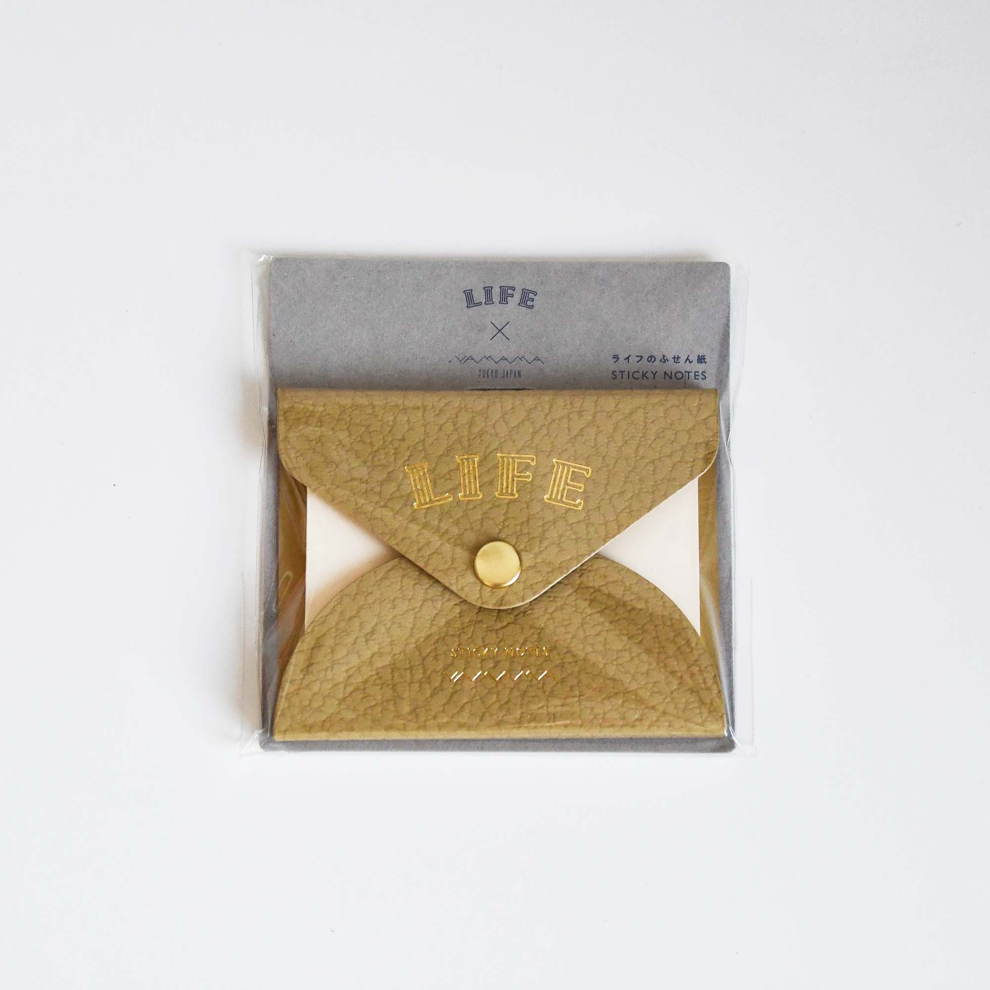 LIFE Index Sticky Memo Notes with Leather Case Beige YAMAMA Bungu Stationery Made in Japan