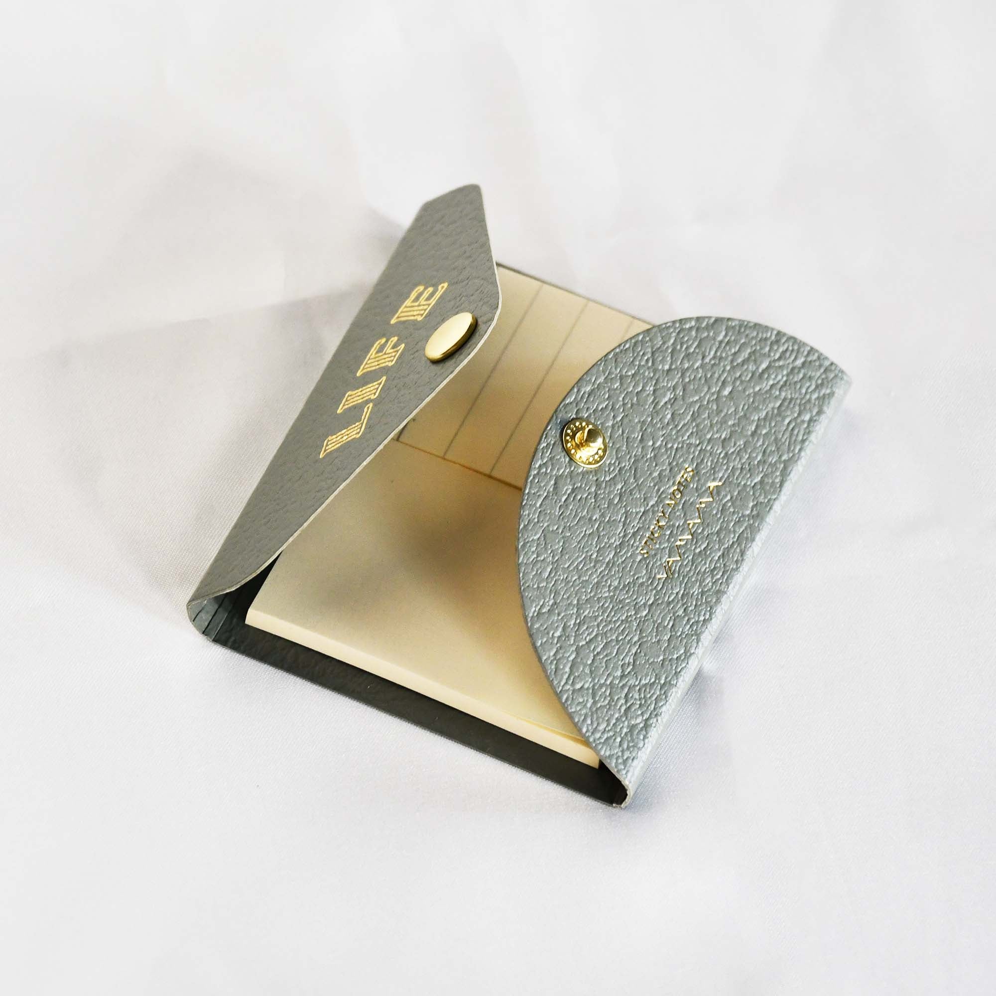 LIFE Index Sticky Memo Notes with Leather Case Gray YAMAMA Bungu Stationery