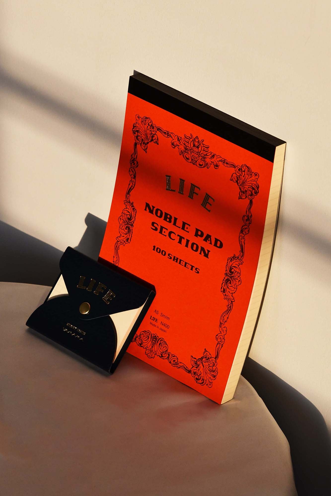 LIFE Index Sticky Memo Notes with Leather Case Navy YAMAMA Bungu Stationery Made in Japan