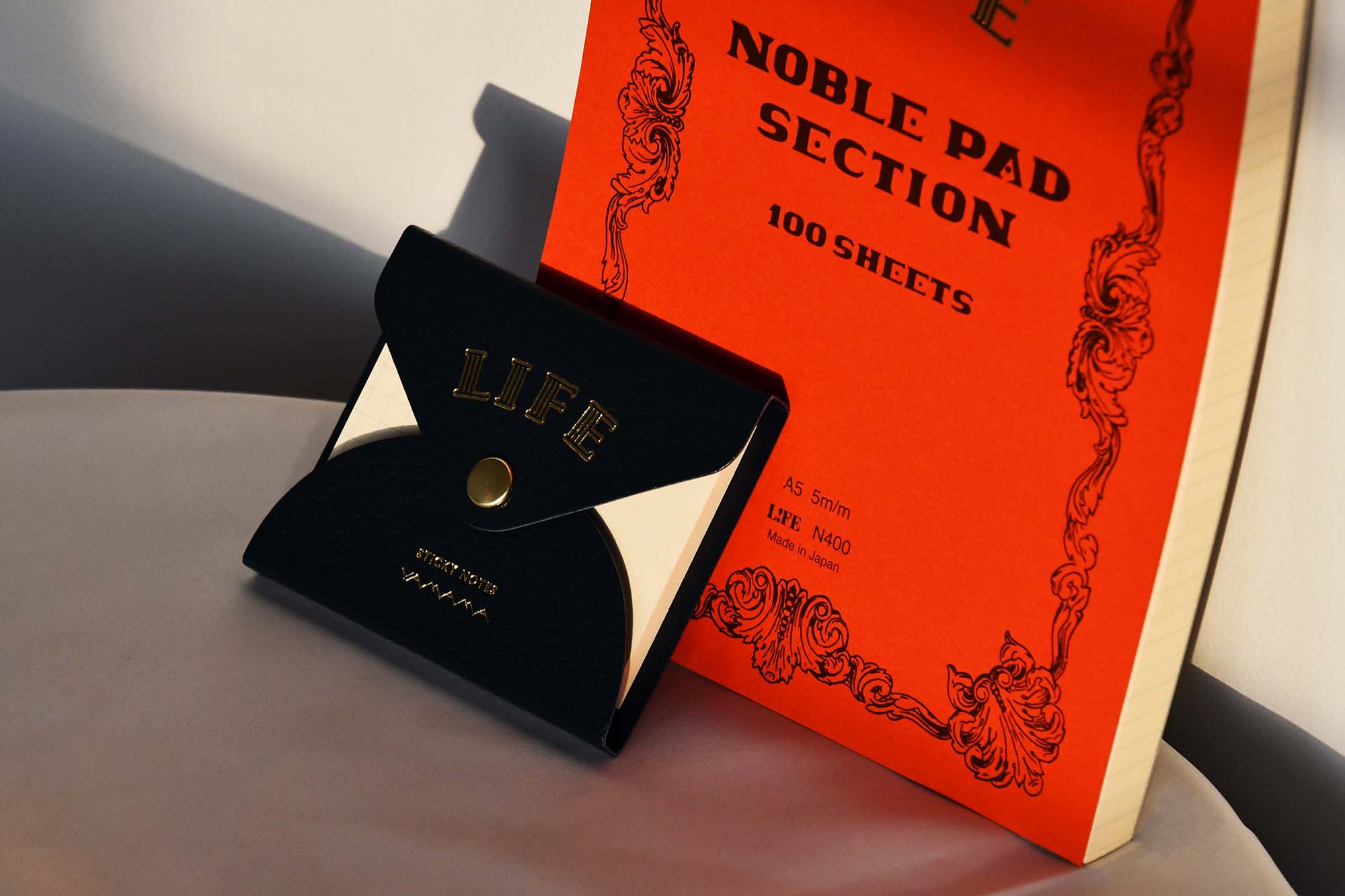 LIFE Index Sticky Memo Notes with Leather Case Navy YAMAMA Bungu Stationery Made in Japan