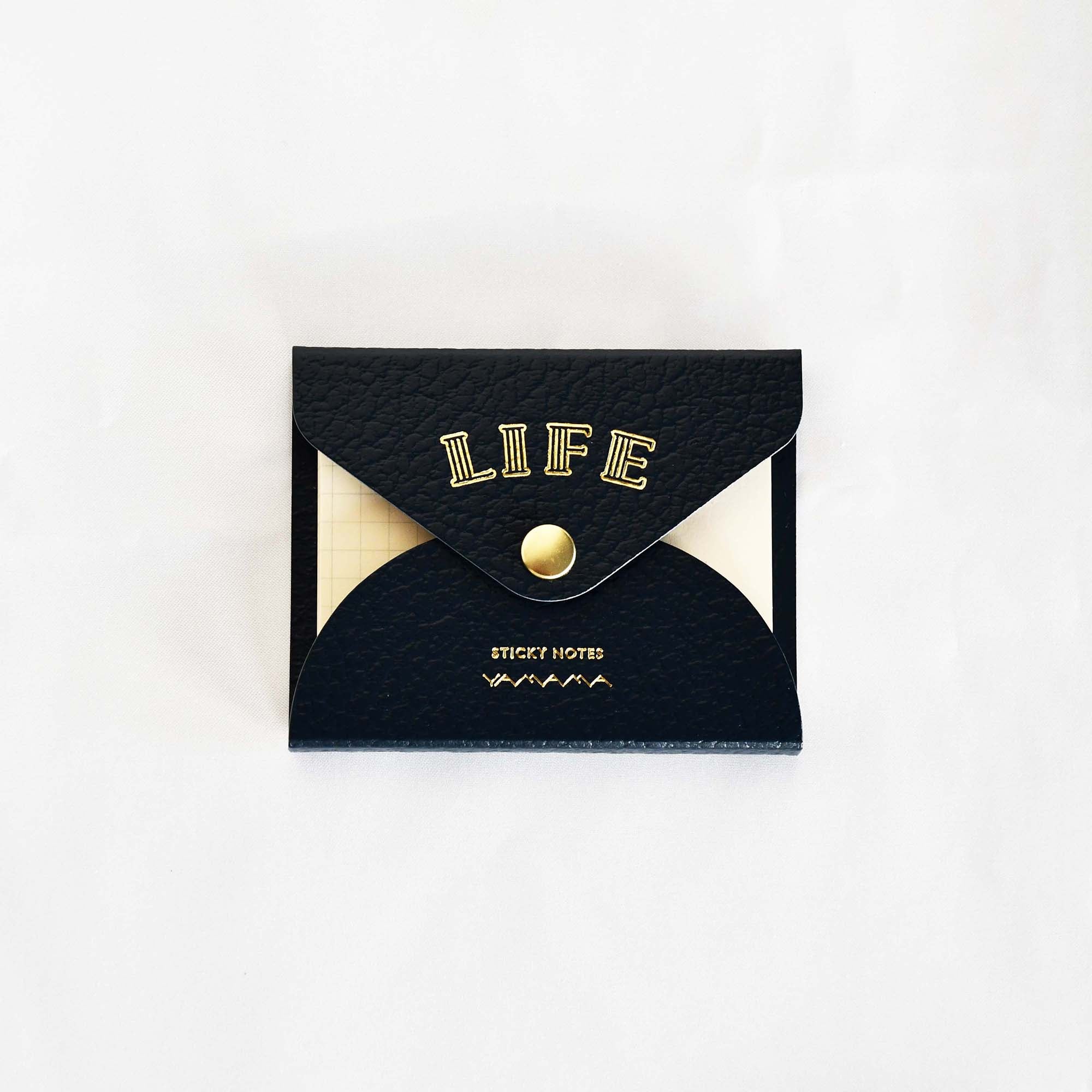 LIFE Index Sticky Memo Notes with Leather Case Navy YAMAMA Bungu Stationery Made in Japan