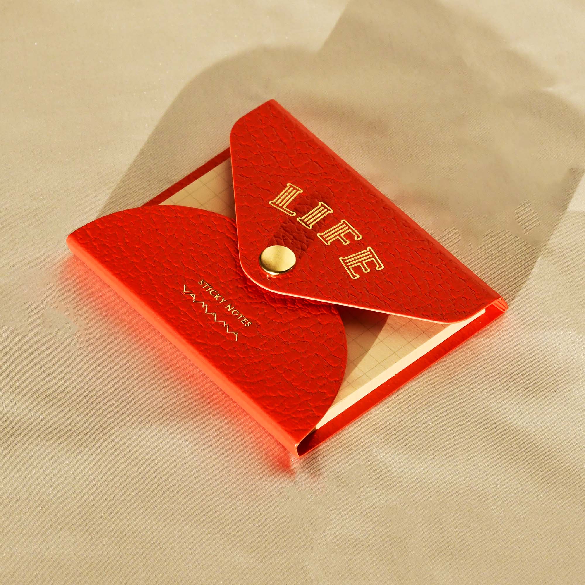 LIFE Index Sticky Memo Notes with Leather Case Orange YAMAMA Bungu Stationery Made in Japan