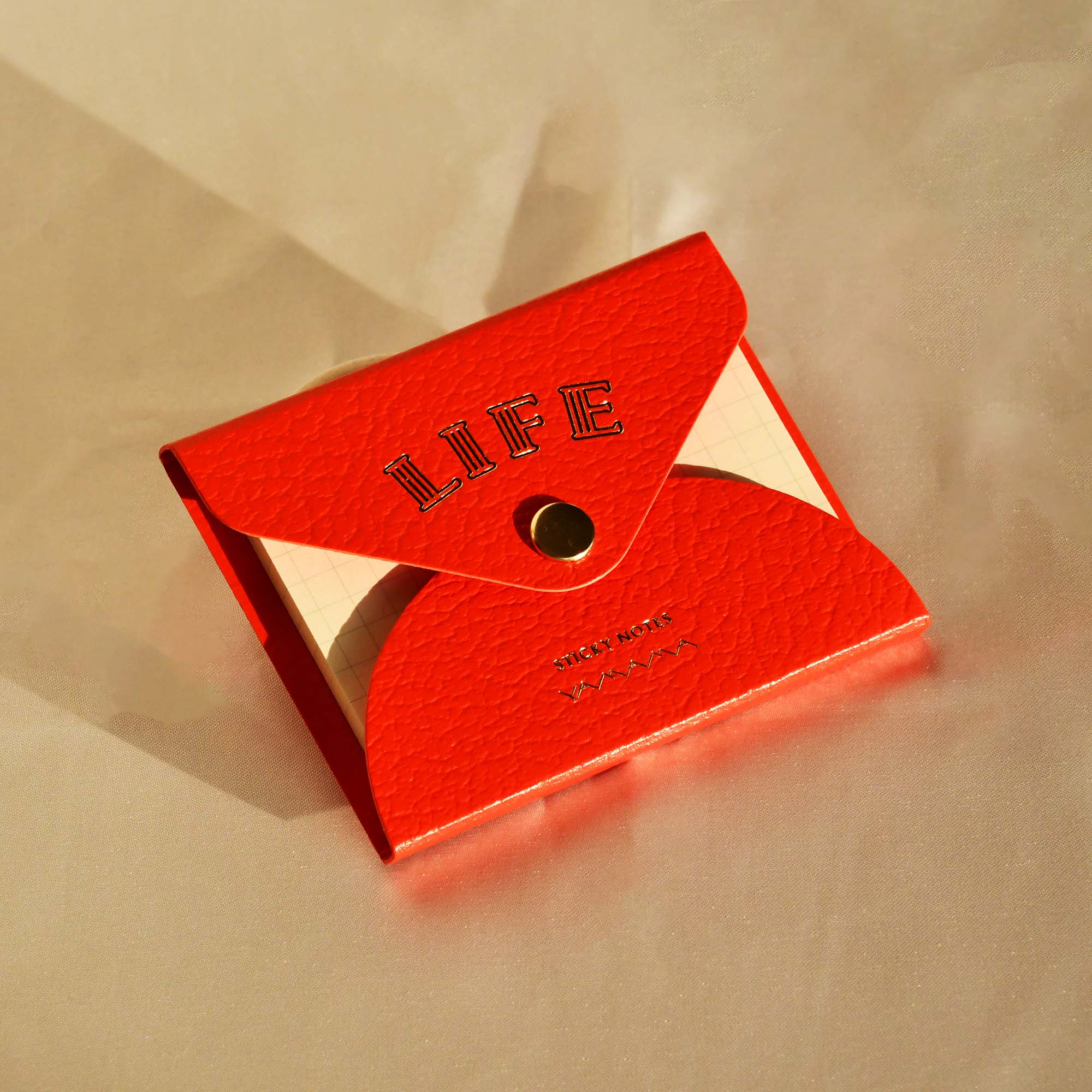 LIFE Index Sticky Memo Notes with Leather Case Orange YAMAMA Bungu Stationery Made in Japan