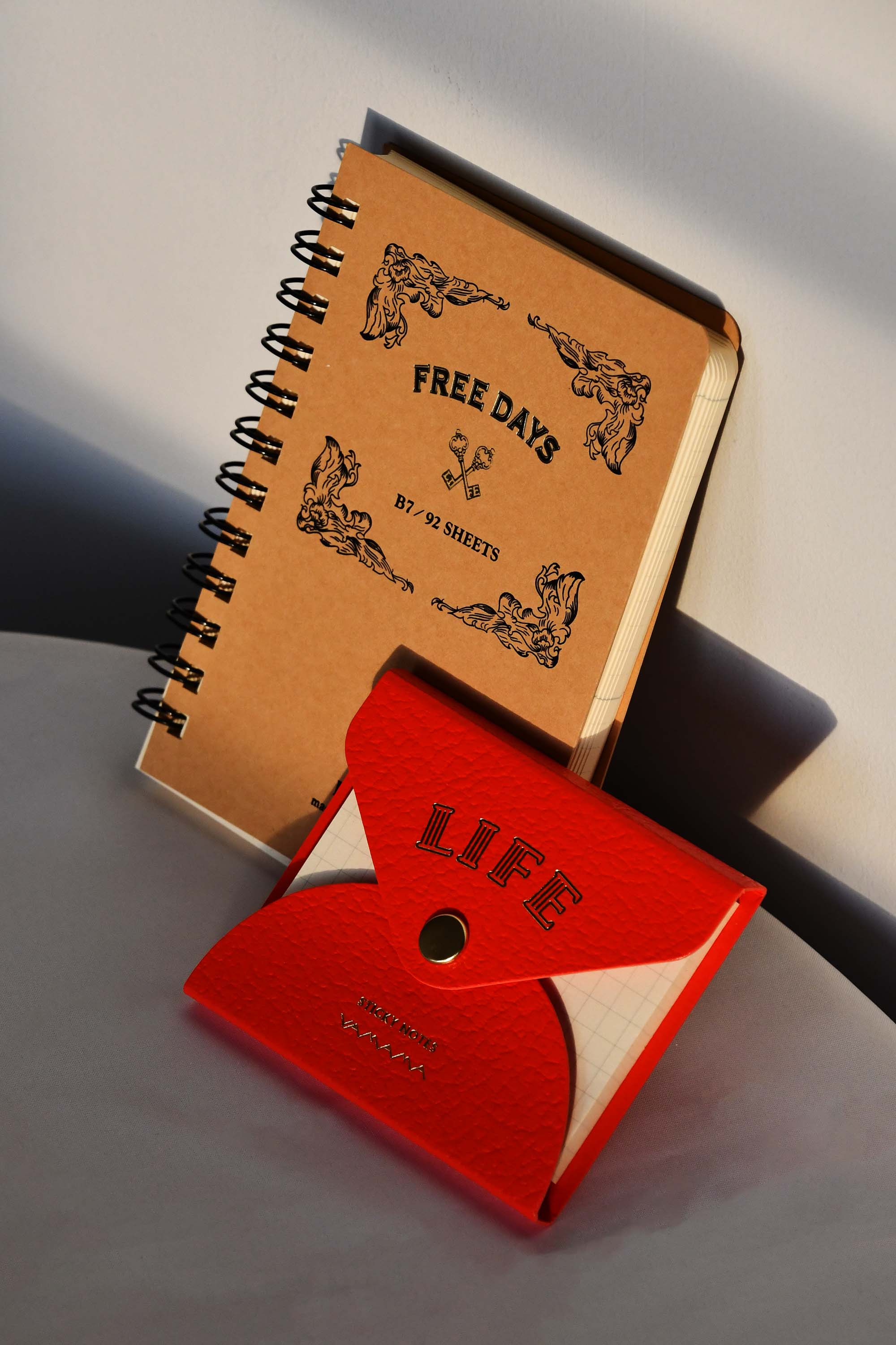 LIFE Index Sticky Memo Notes with Leather Case Orange YAMAMA Bungu Stationery Made in Japan
