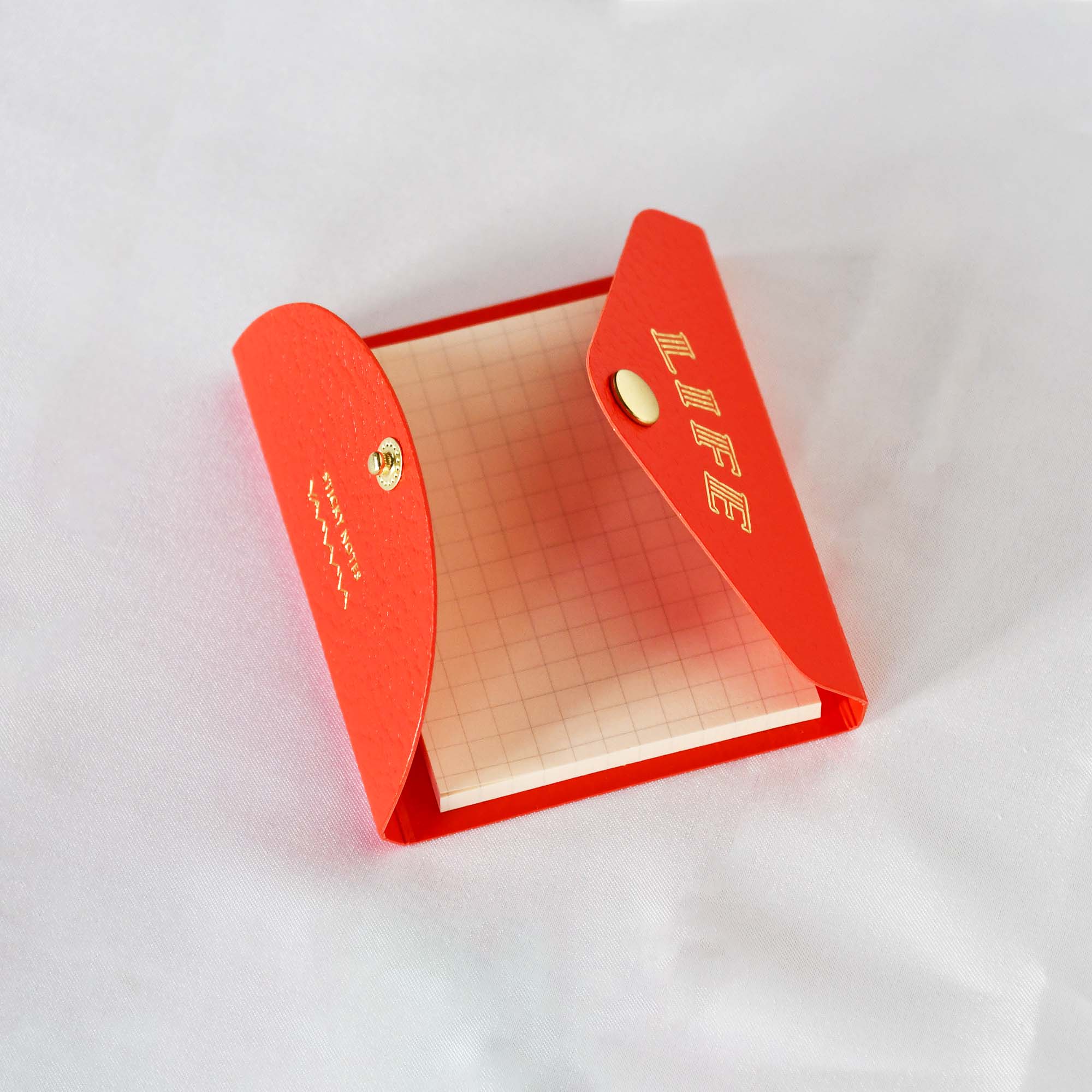 LIFE Index Sticky Memo Notes with Leather Case Orange YAMAMA Bungu Stationery Made in Japan