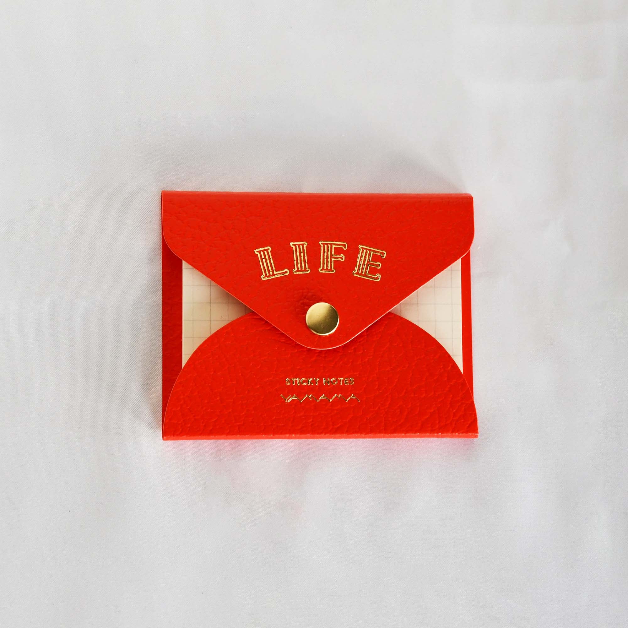 LIFE Index Sticky Memo Notes with Leather Case Orange YAMAMA Bungu Stationery Made in Japan