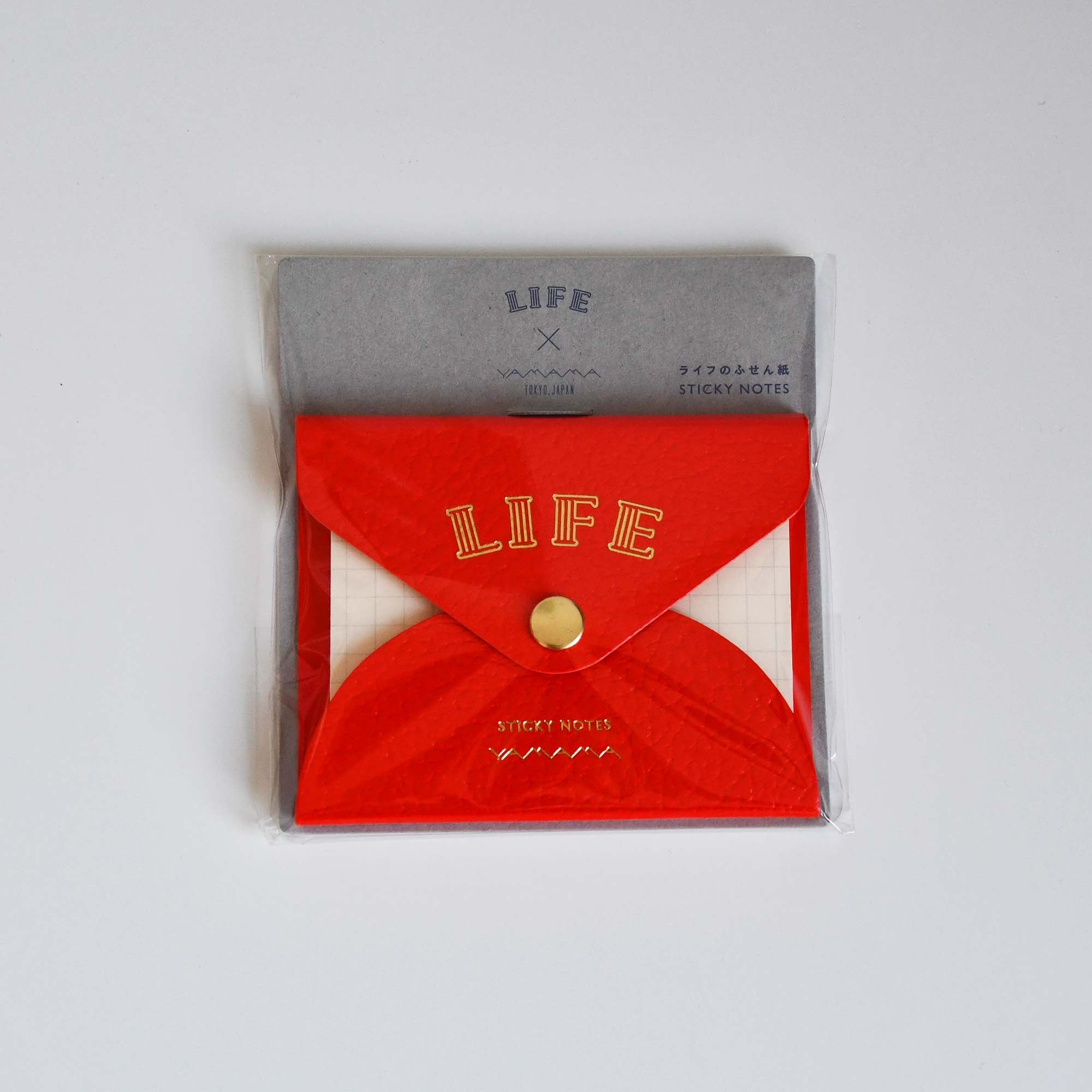 LIFE Index Sticky Memo Notes with Leather Case Orange YAMAMA Bungu Stationery Made in Japan