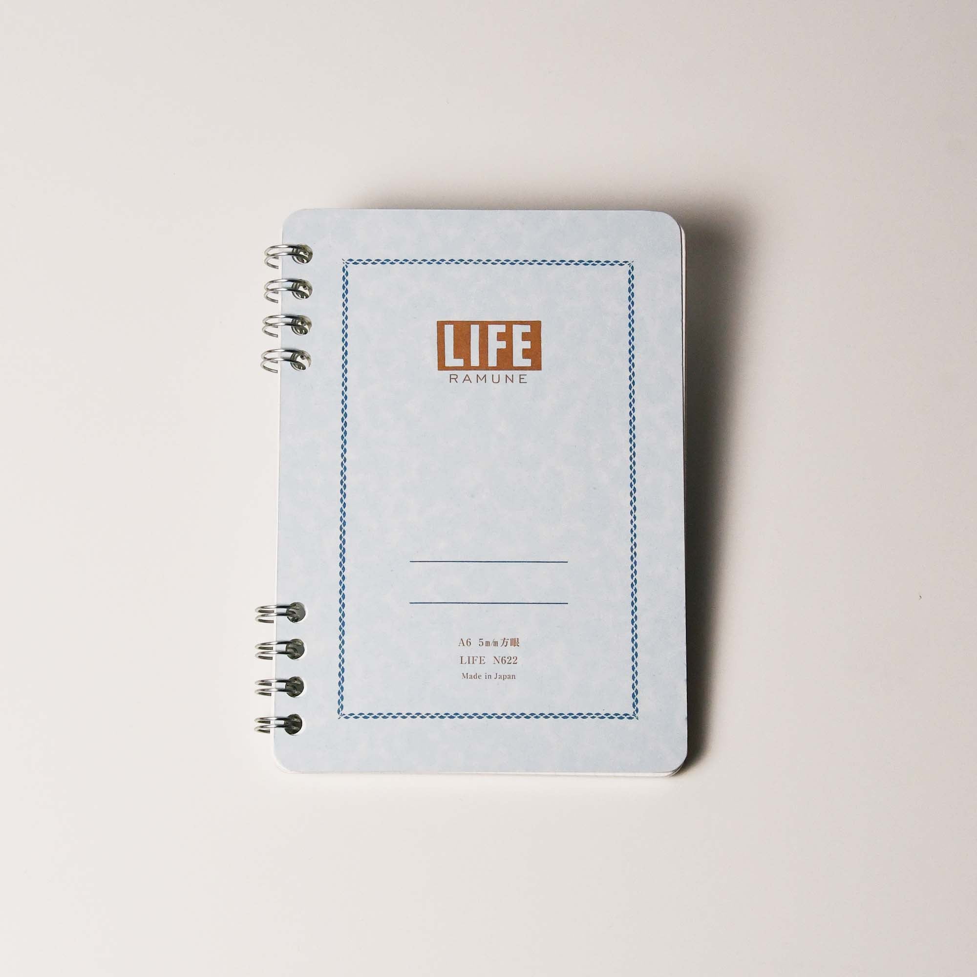 LIFE Ring Notebook N622 RAMUNE A6 5mm Grid Stationery Made in Japan