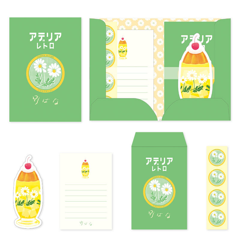 Aderia Retro Mini letter set, Japanese retro illustration and high-quality design