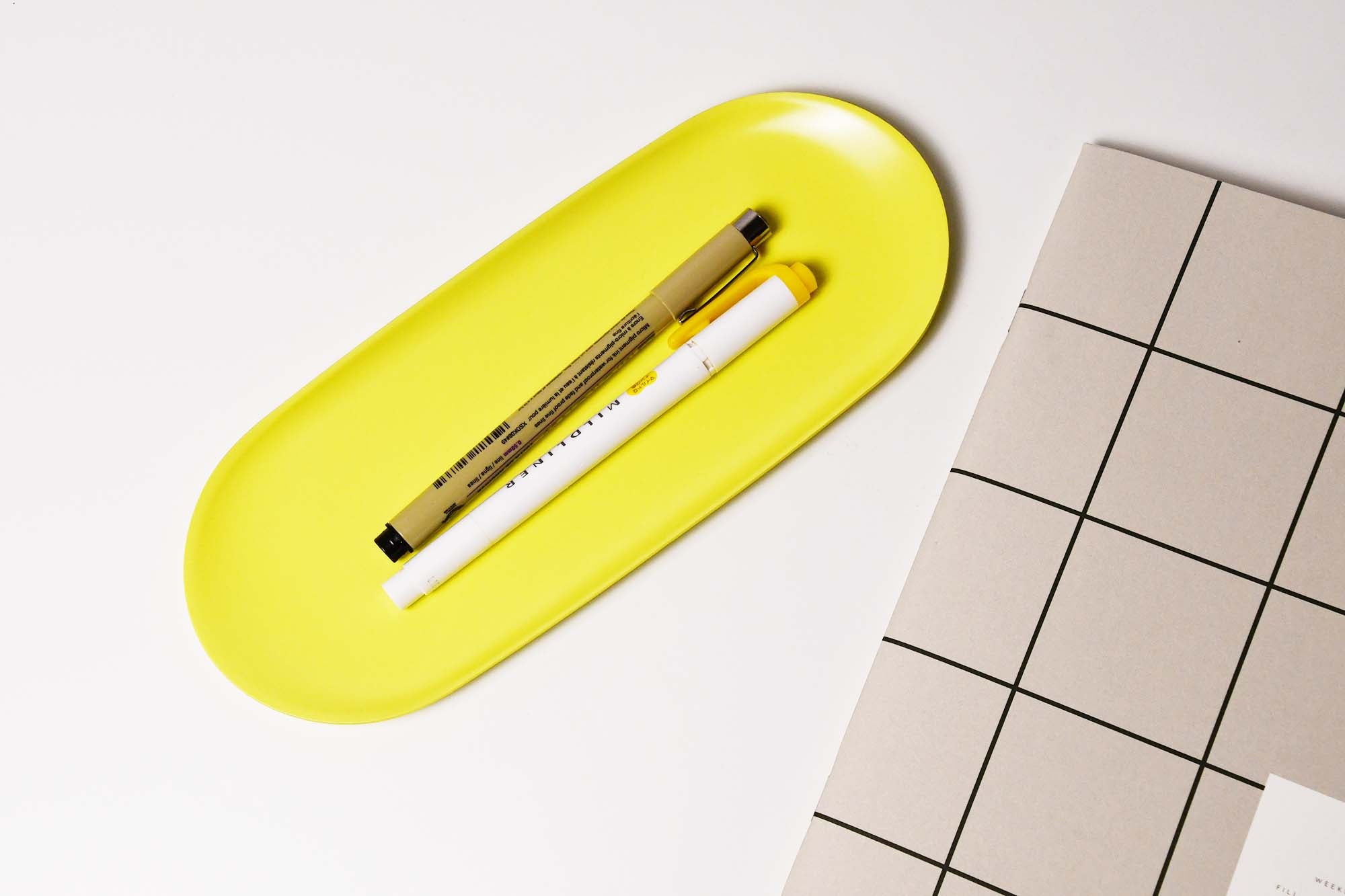 NOTEM LOLA Desk Tray, Office Supplies, Yellow, Notebook MILO Light Grey