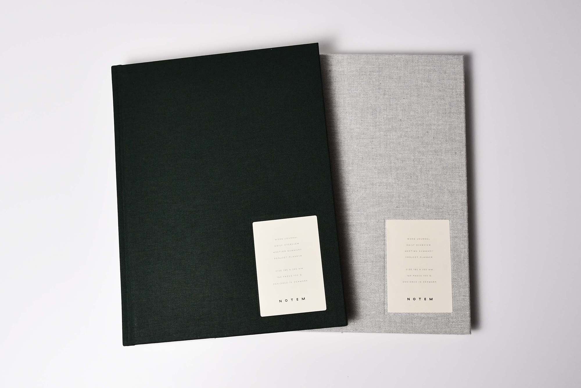 NOTEM EVEN Work Journal Notebook Light Grey (Left) , Dark Green (Right) Large
