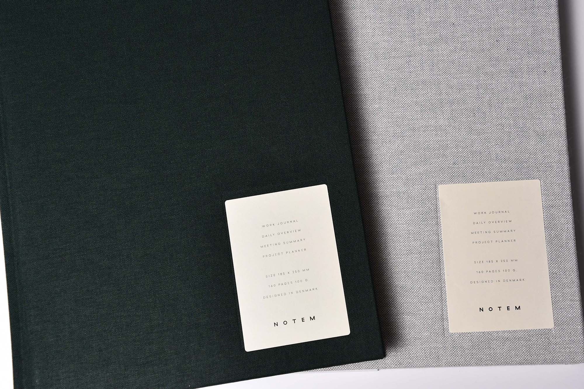 NOTEM EVEN Work Journal Notebook Light Grey (Left) , Dark Green (Right) Large