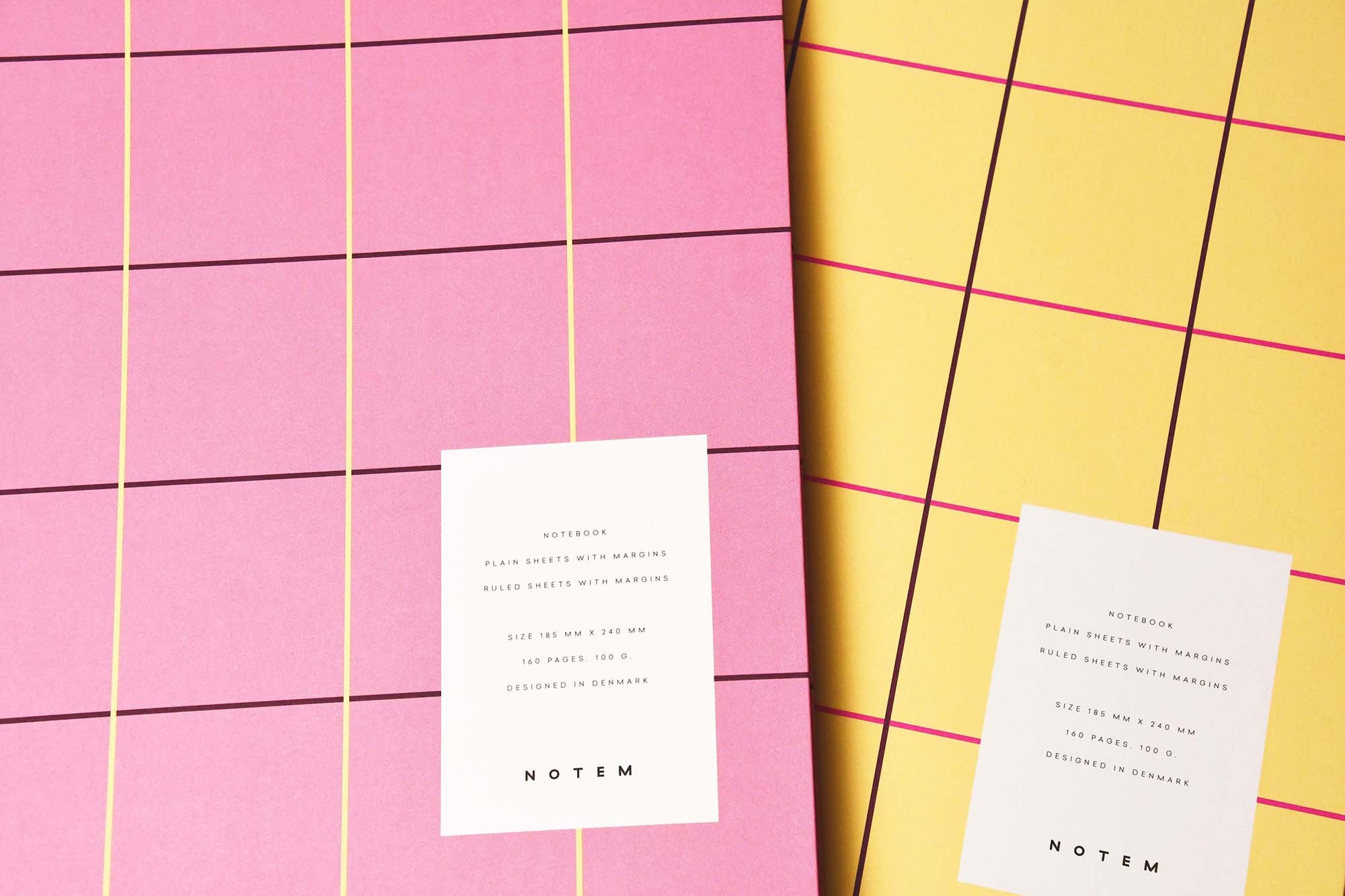 NOTEM UMA Flat Lay Notebook Large Pink Check Yellow Check
