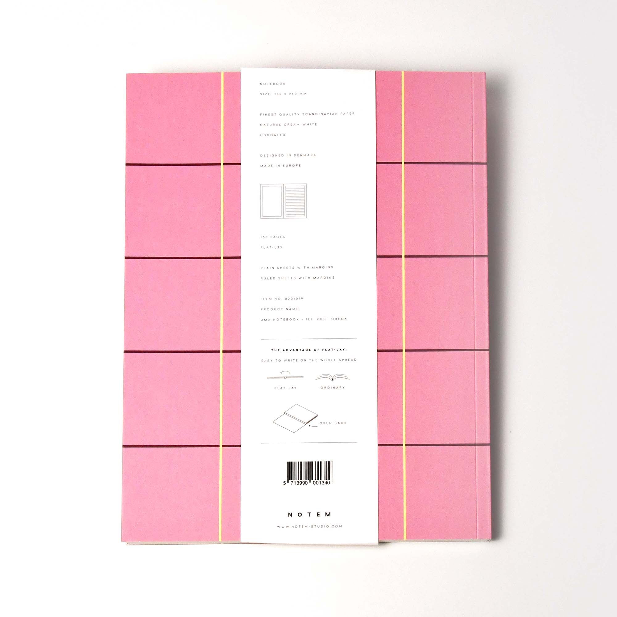 NOTEM UMA Flat Lay Notebook Large Pink Check