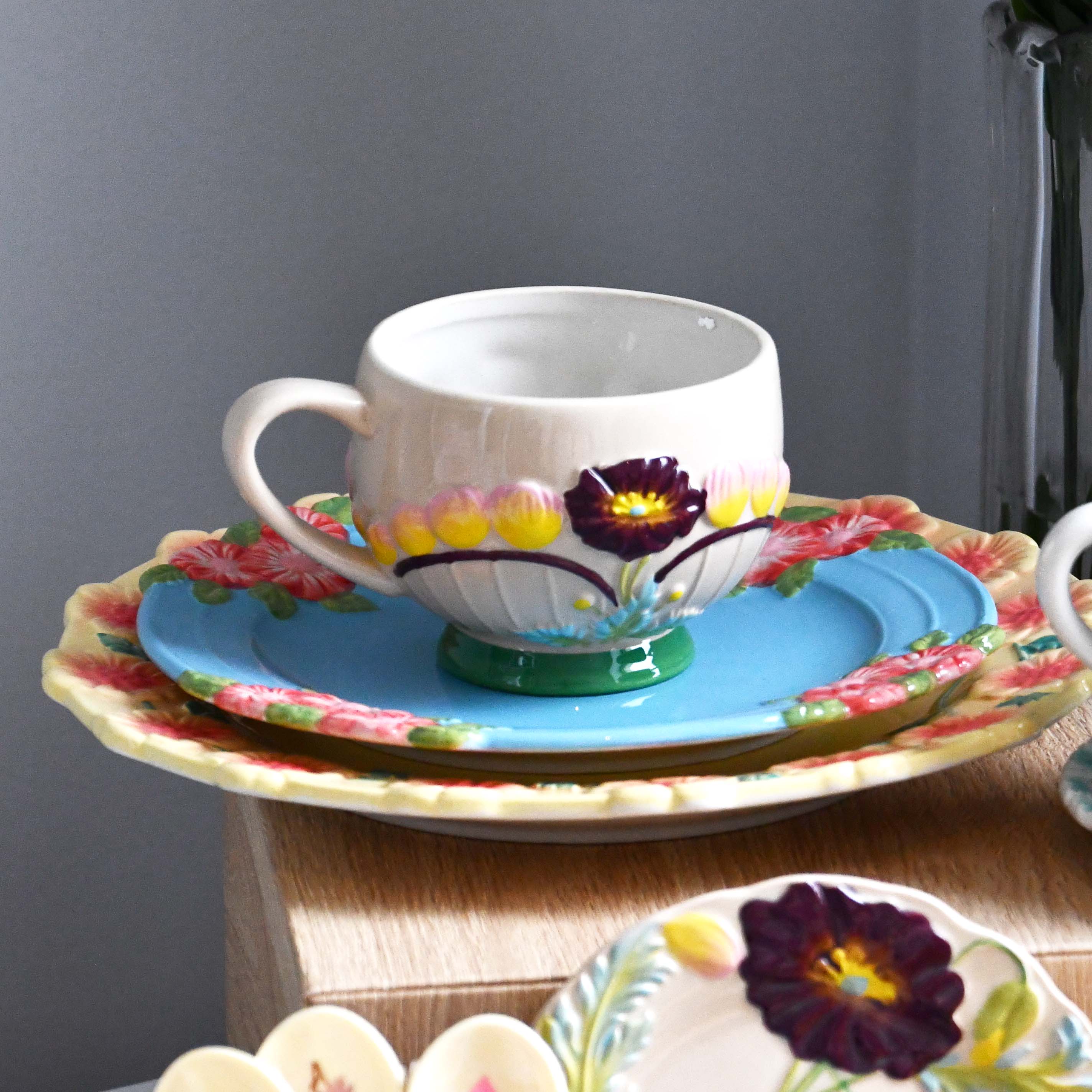 Rice Denmark Flower Emboss Ceramic Tableware, Colorful and pop danish products
