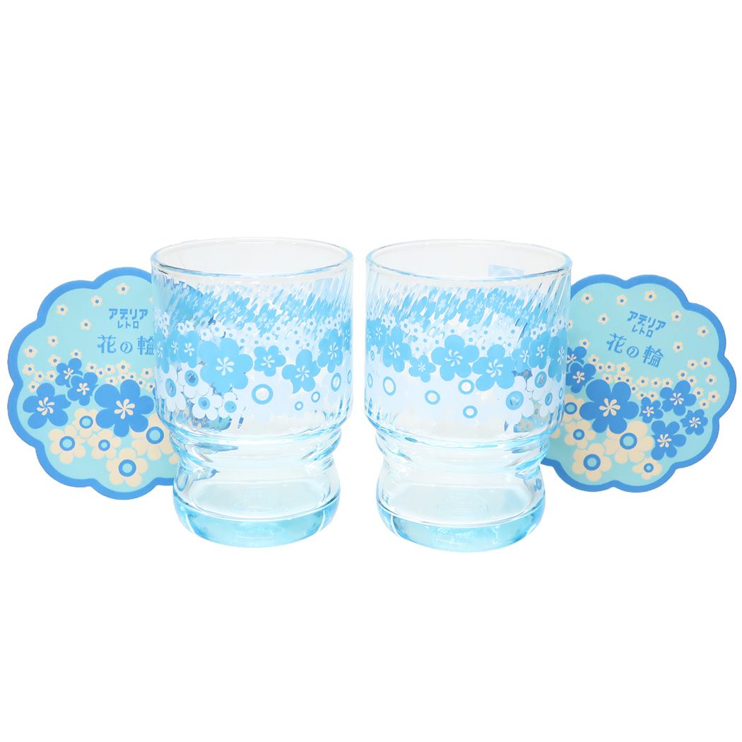 Aderia Retro Water cup 2 cups and coasters set glassware, Japanese retro illustration and high-quality design