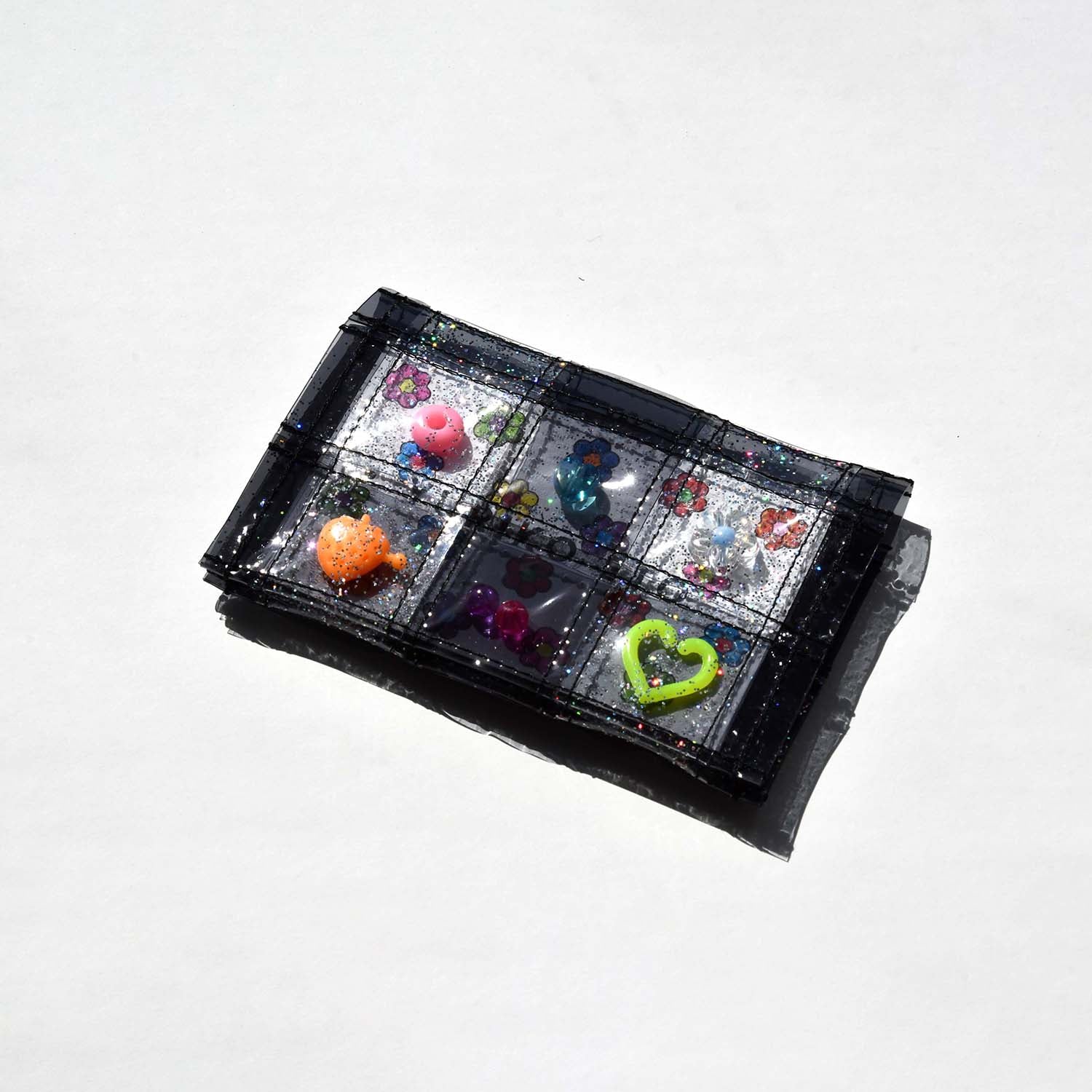 YURIKO ETO Japanese designer, POP PVC Card case with Charms, Black