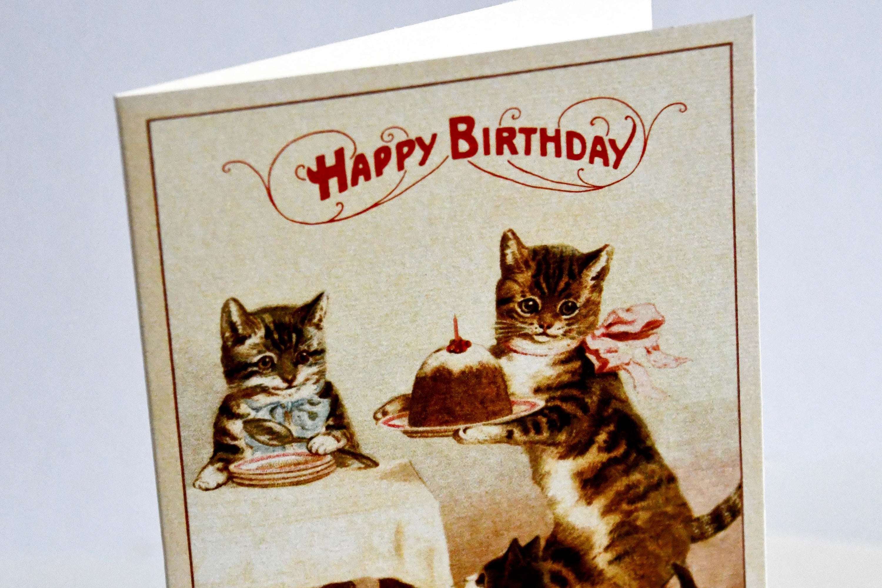 CAVALLINI&Co. Cat with a cake Happy Birthday Greeting Card