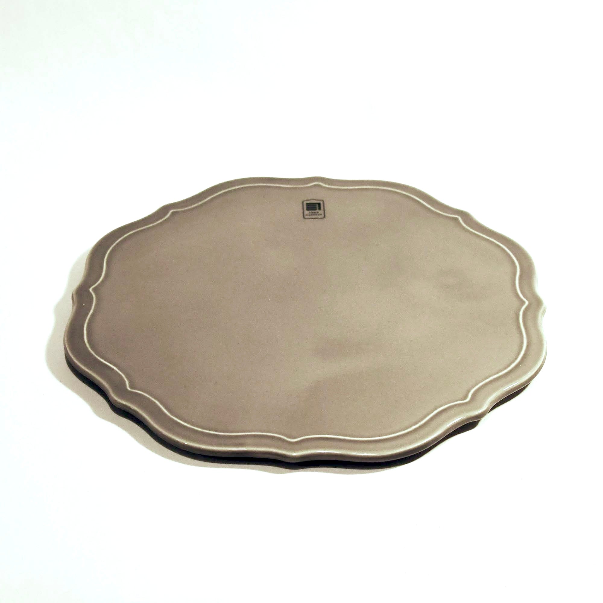 [KANESAN1893] Japanese Minoyaki Relief Dish Φ20.7cm - Gray