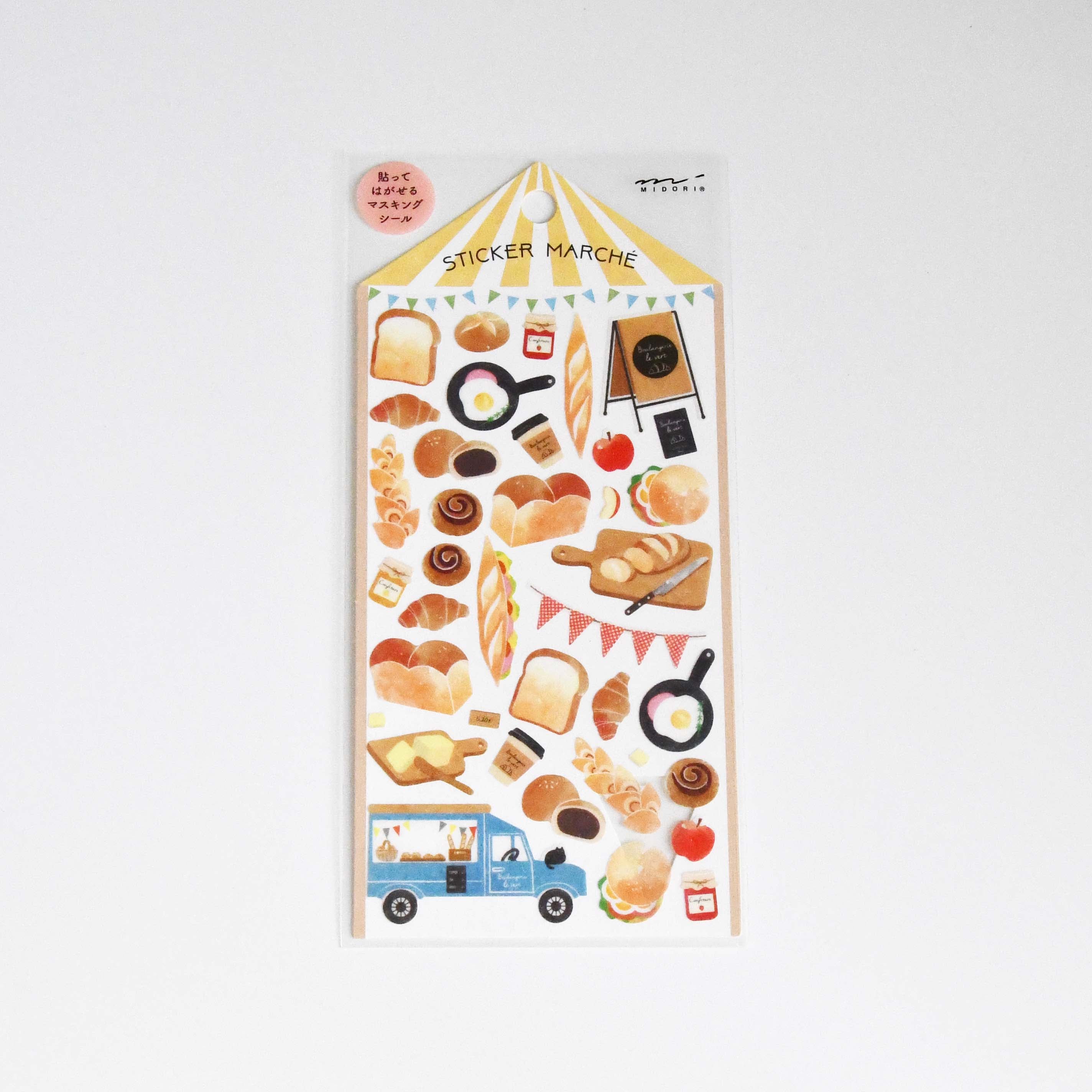 [MIDORI]  "Sticker Marche" Bread Restickable Masking Sticker