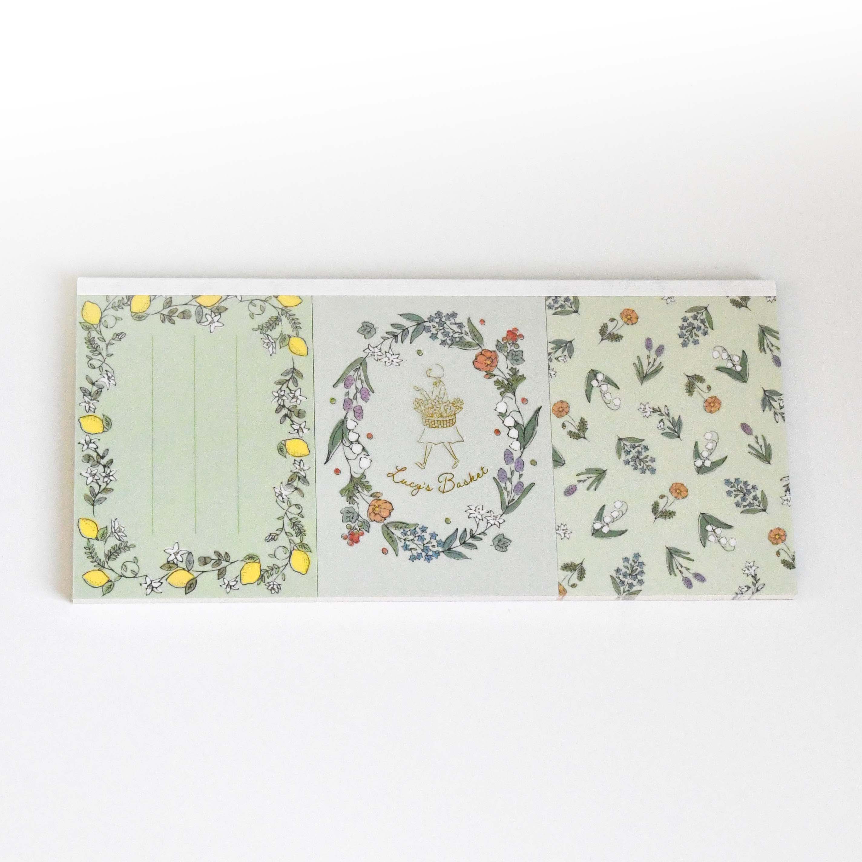 Lucy's Basket Lily Green 3 separated Memo book