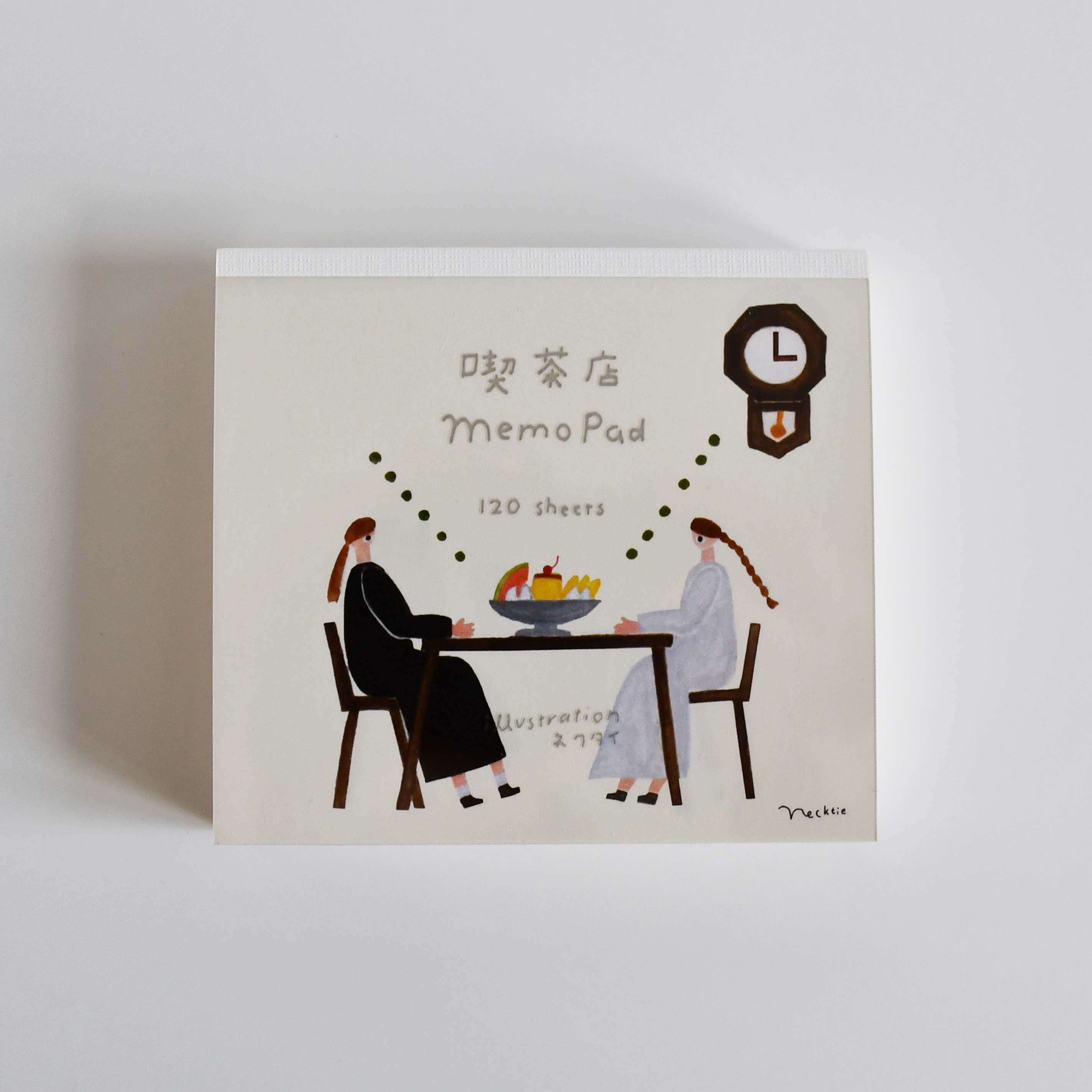 Nekutai Coffee Shop Block Memo Notebook, Japanese illustrator