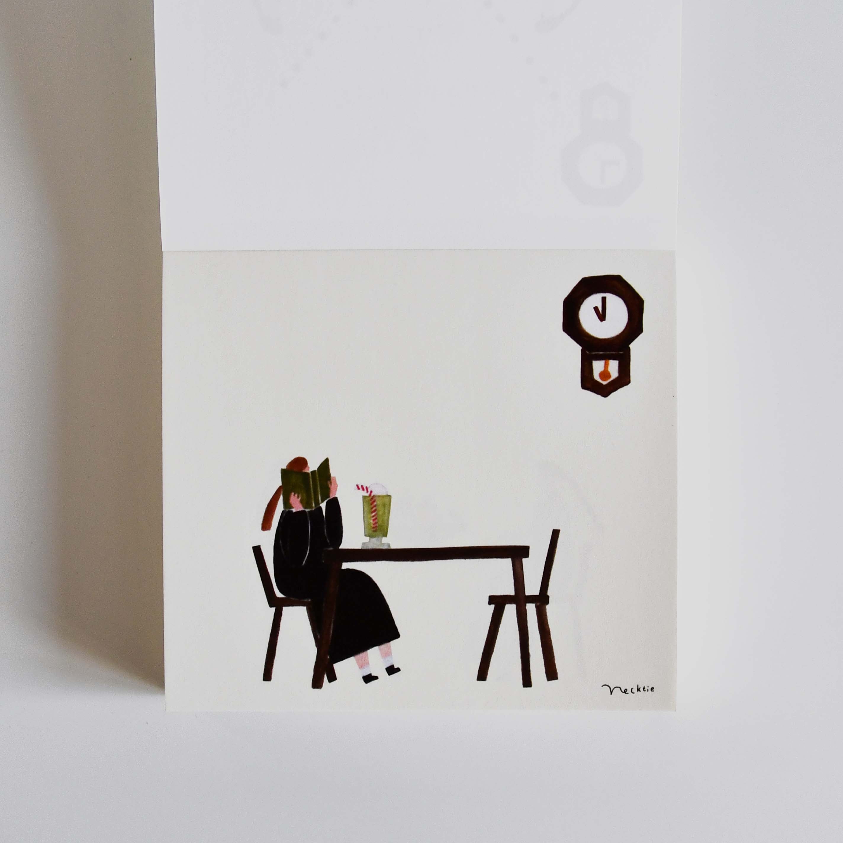 Nekutai Coffee Shop Block Memo Notebook, Japanese illustrator