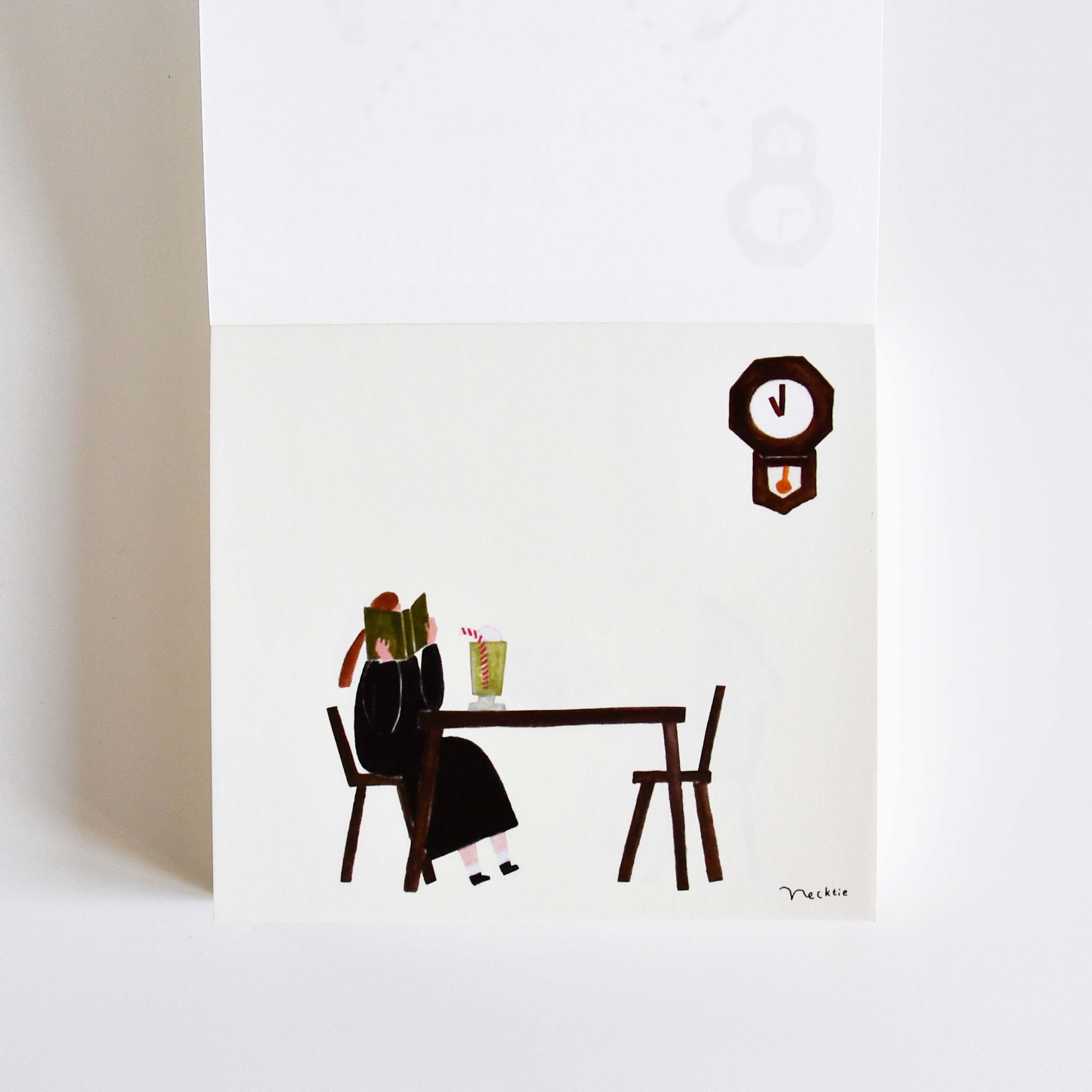 Nekutai Coffee Shop Block Memo Notebook, Japanese illustrator