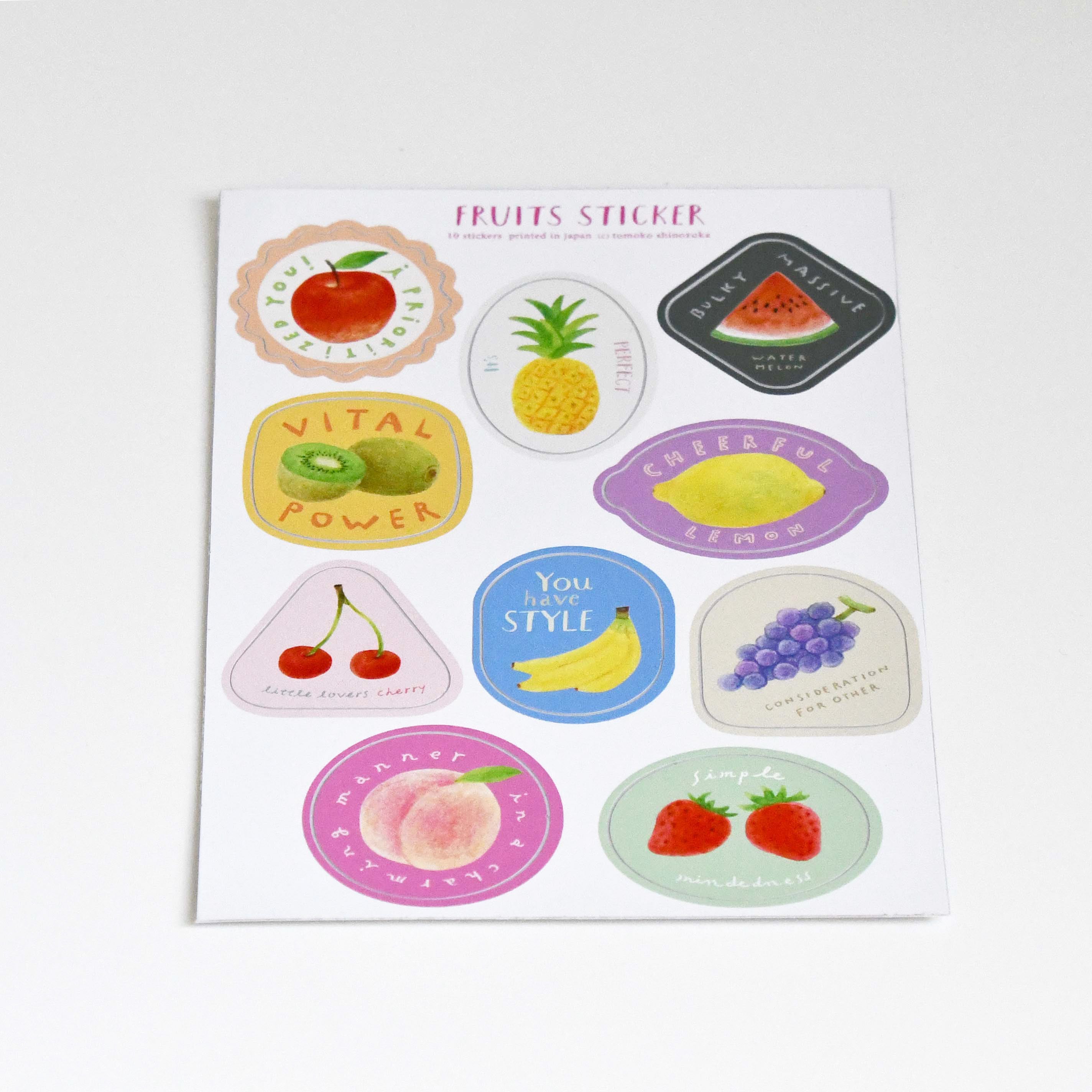 Tomoko Shinozuka fruits flower deco sticker, Japanese illustrator