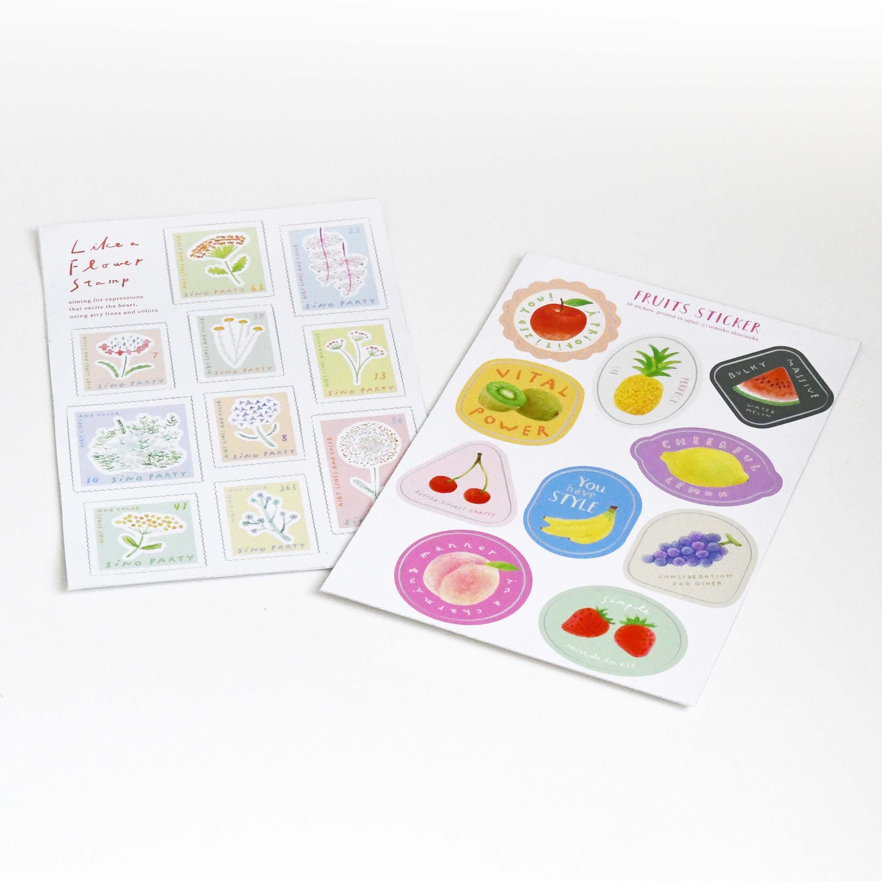 Tomoko Shinozuka fruits flower deco sticker, Japanese illustrator