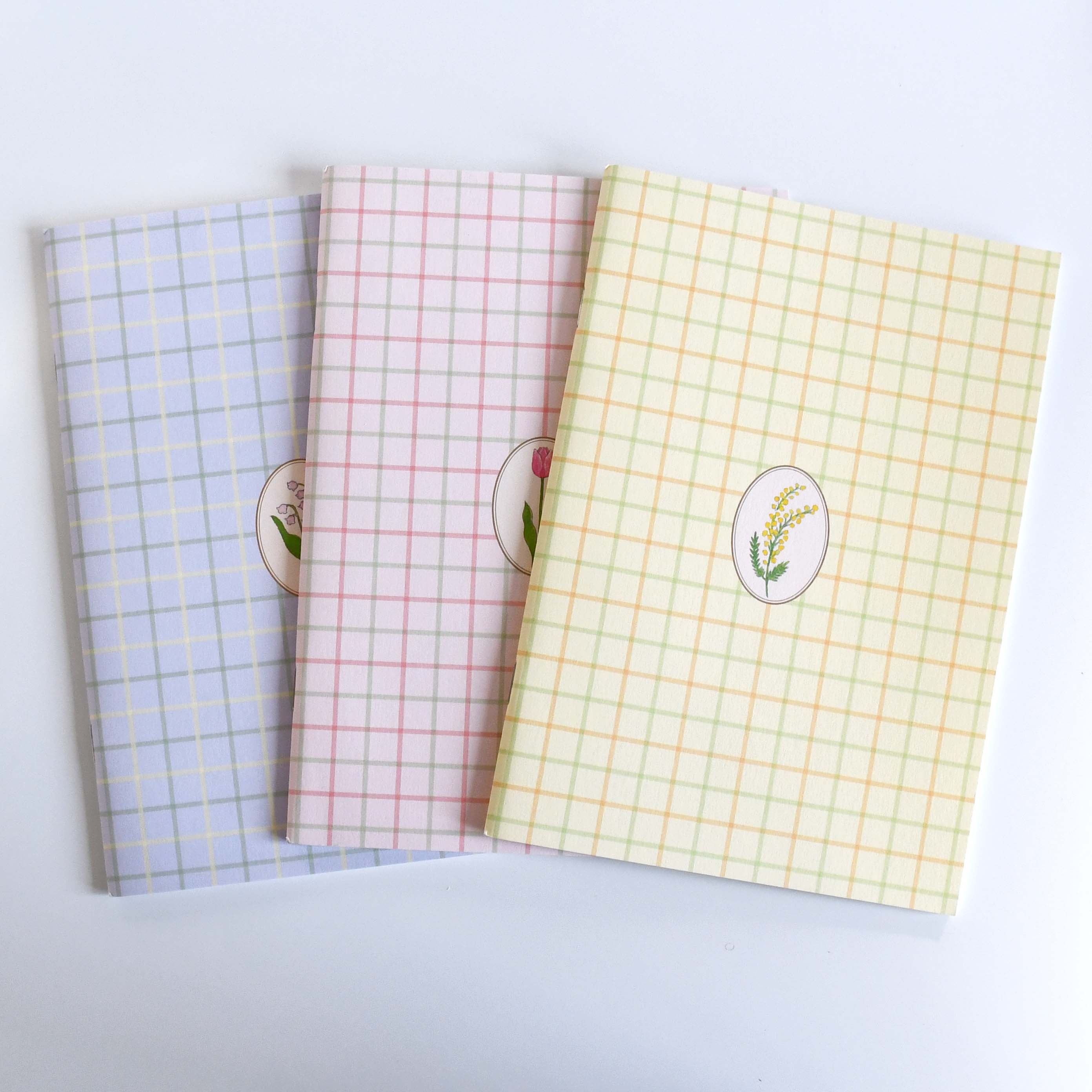 DOUBLE FACED BOOK Flower Check Patterns A5 Lined Note book