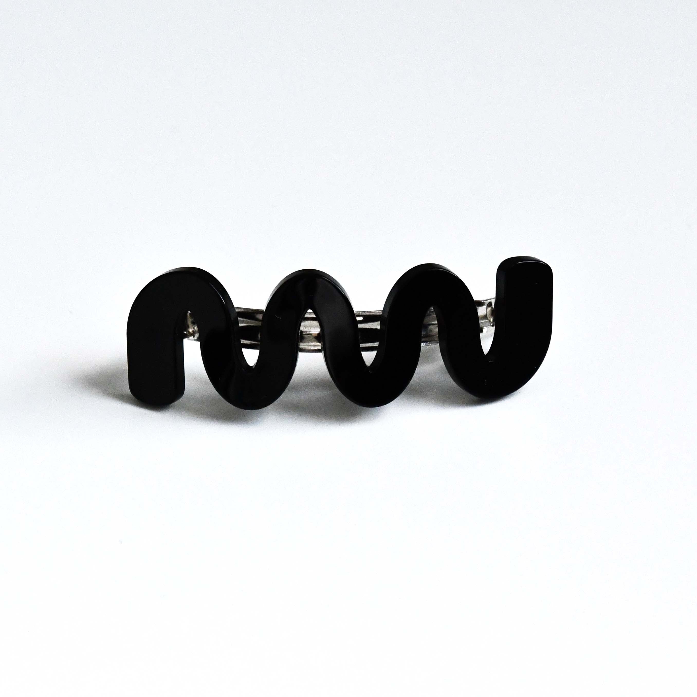 bibmilk Wave Hair barrette Black, Korean fashion