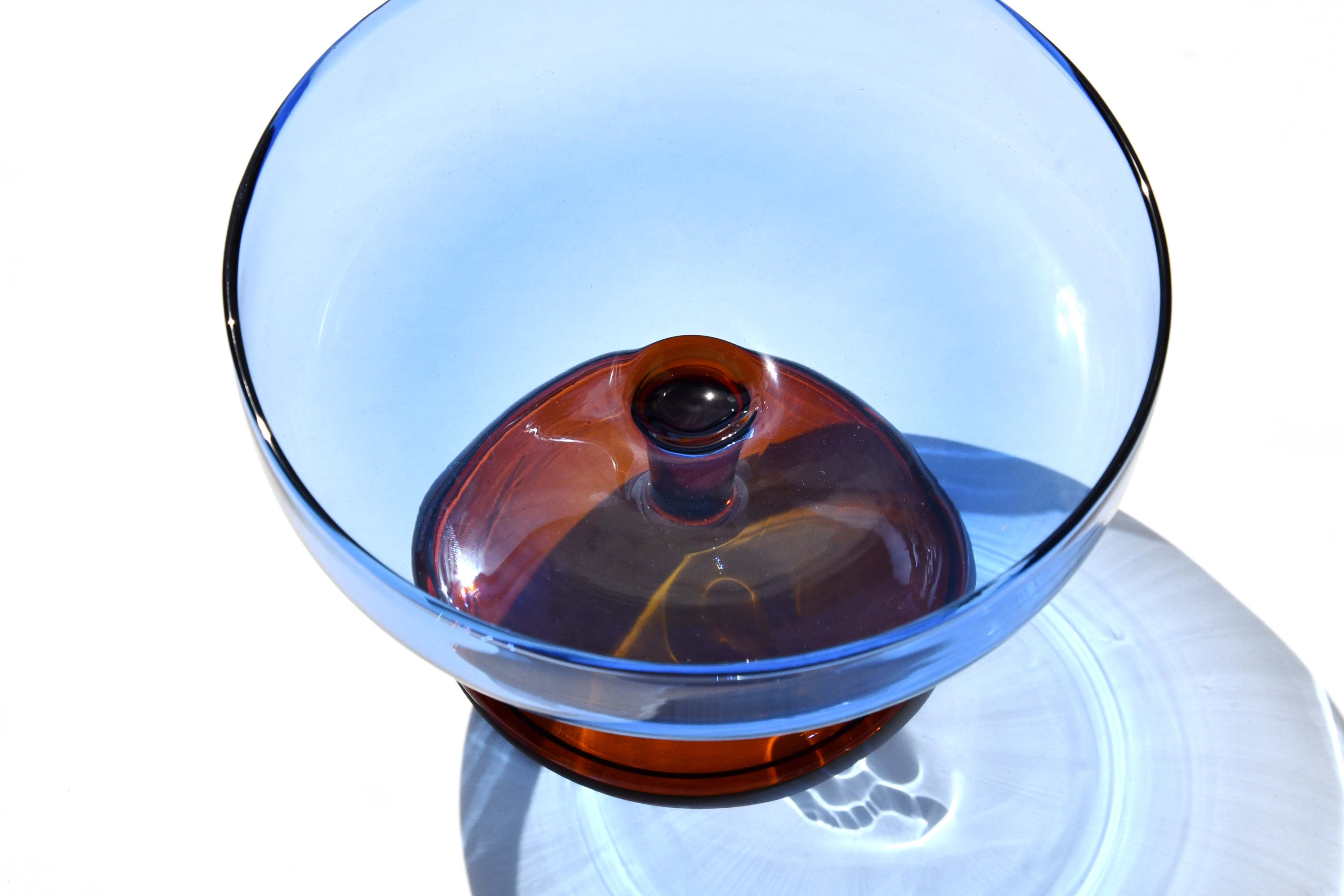 BISQUE LA MAGIEE Heat Resistant Glass Dessert Cup, Blue Brown