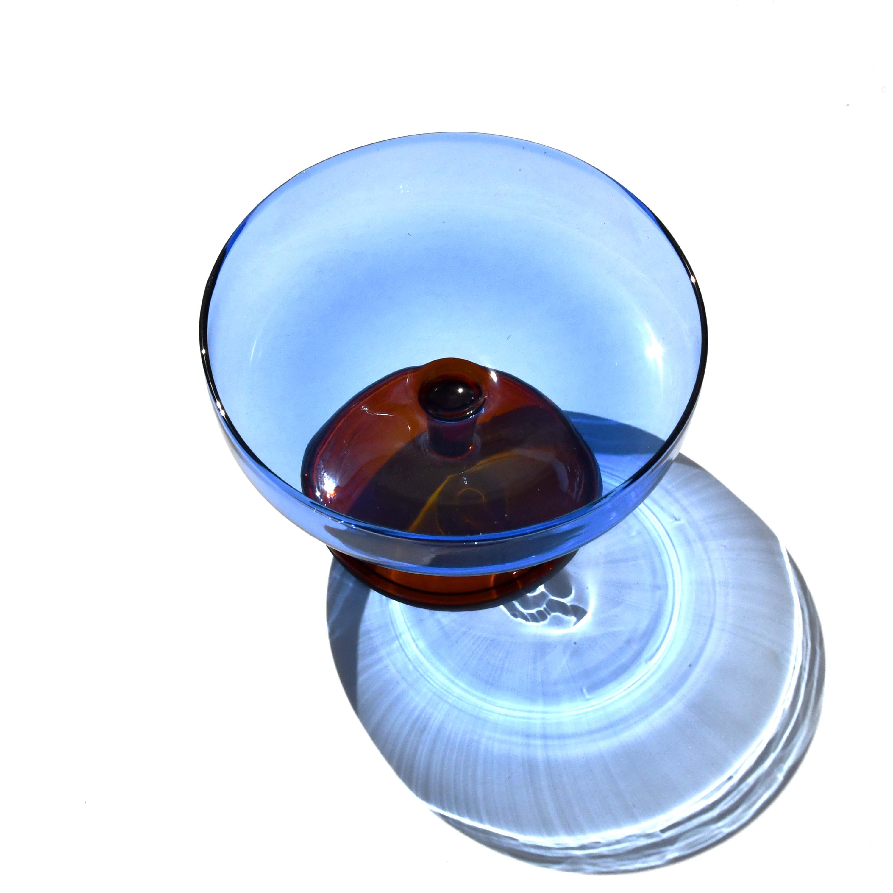 BISQUE LA MAGIEE Heat Resistant Glass Dessert Cup, Blue Brown