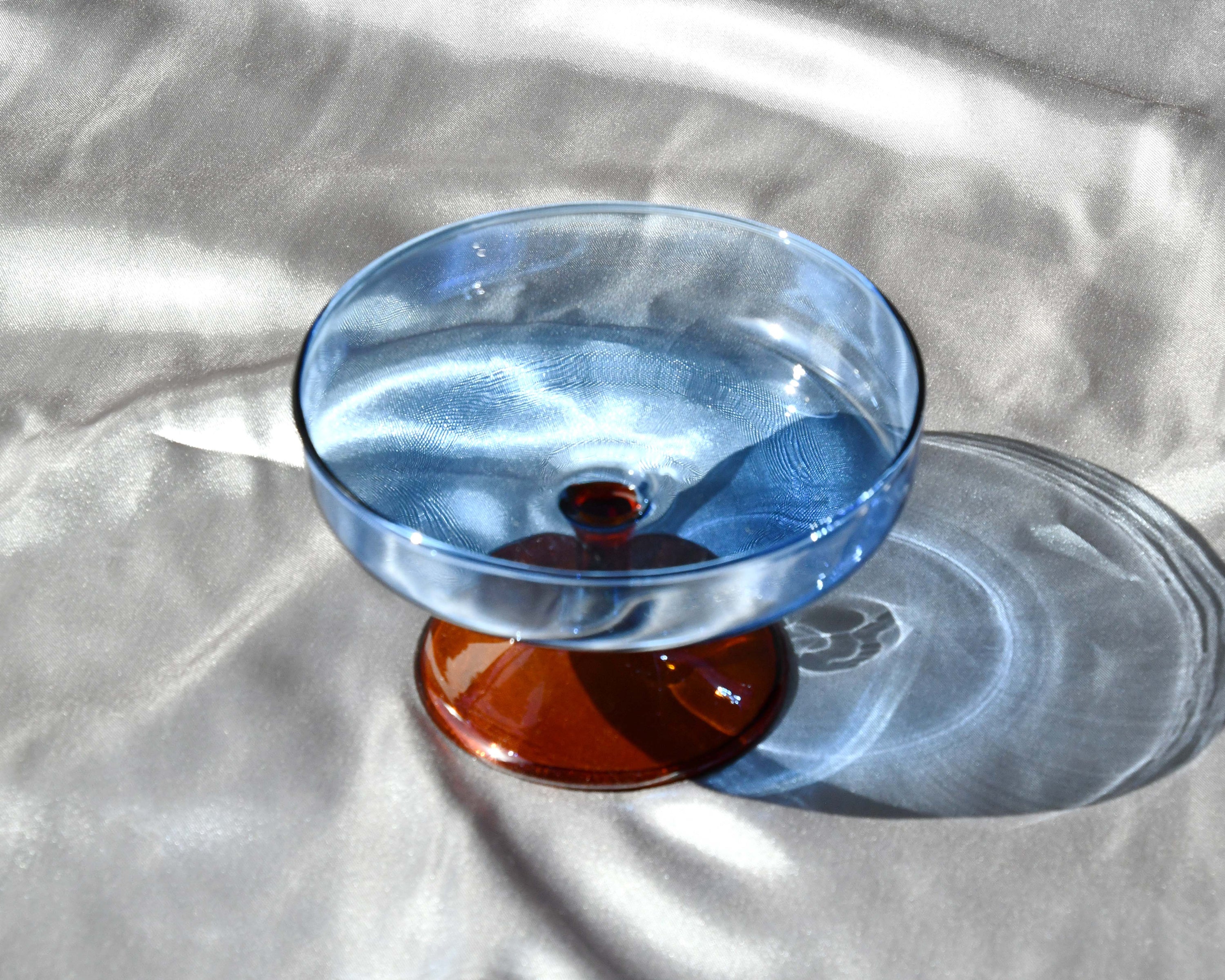 BISQUE LA MAGIEE Heat Resistant Glass Dessert Cup, Blue Brown