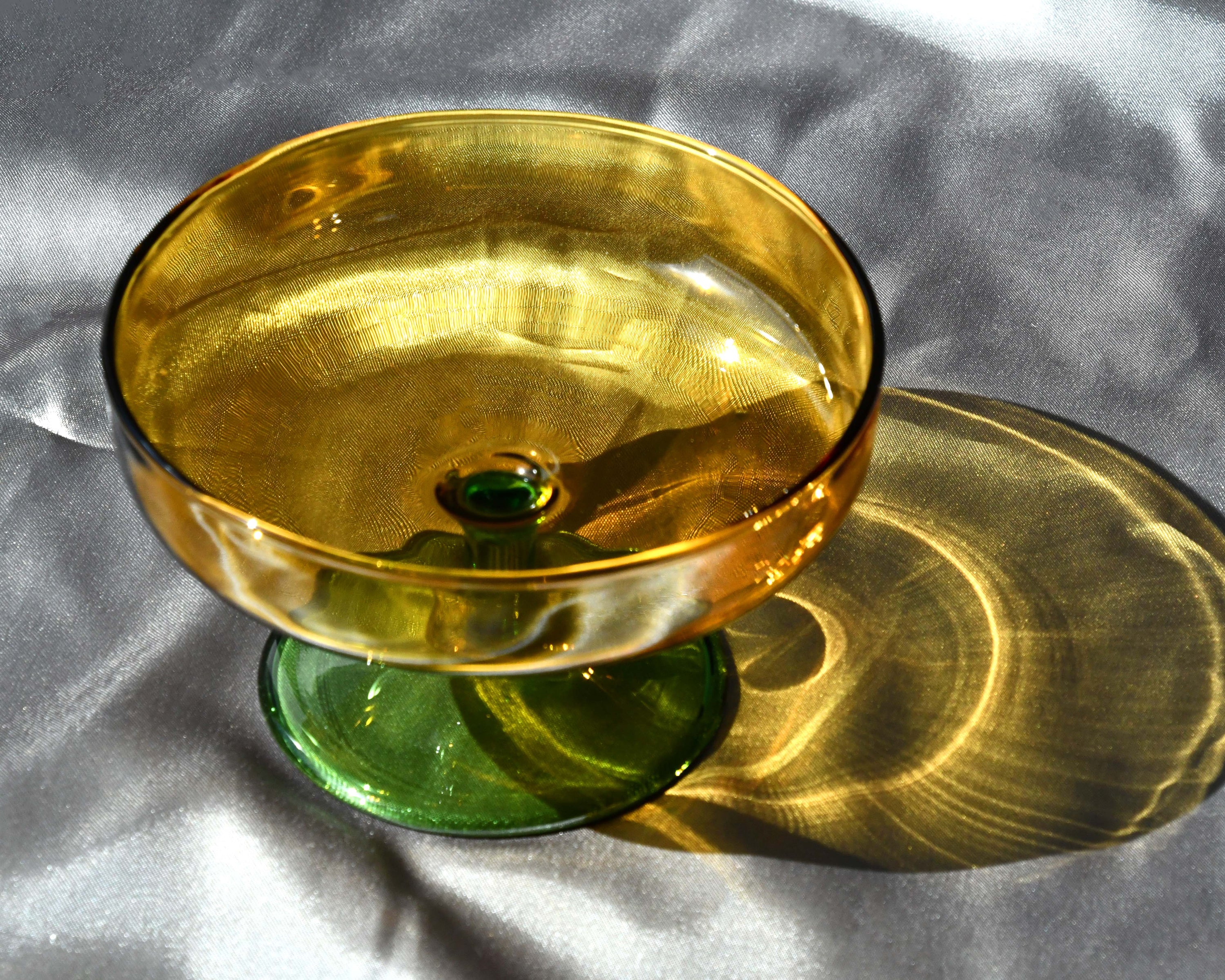 BISQUE LA MAGIEE Heat Resistant Glass Dessert Cup, Yellow Green