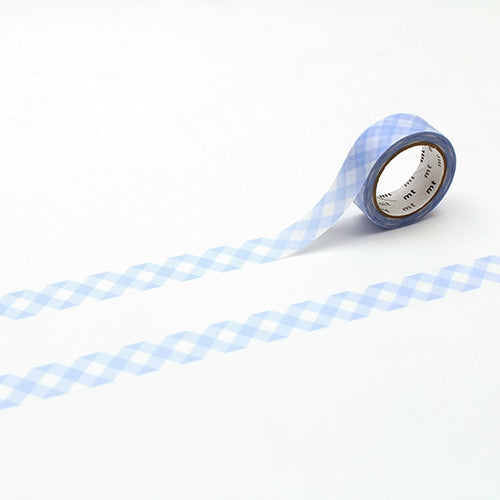 mt. Deco Masking Tape Check Blue, Japanese brand