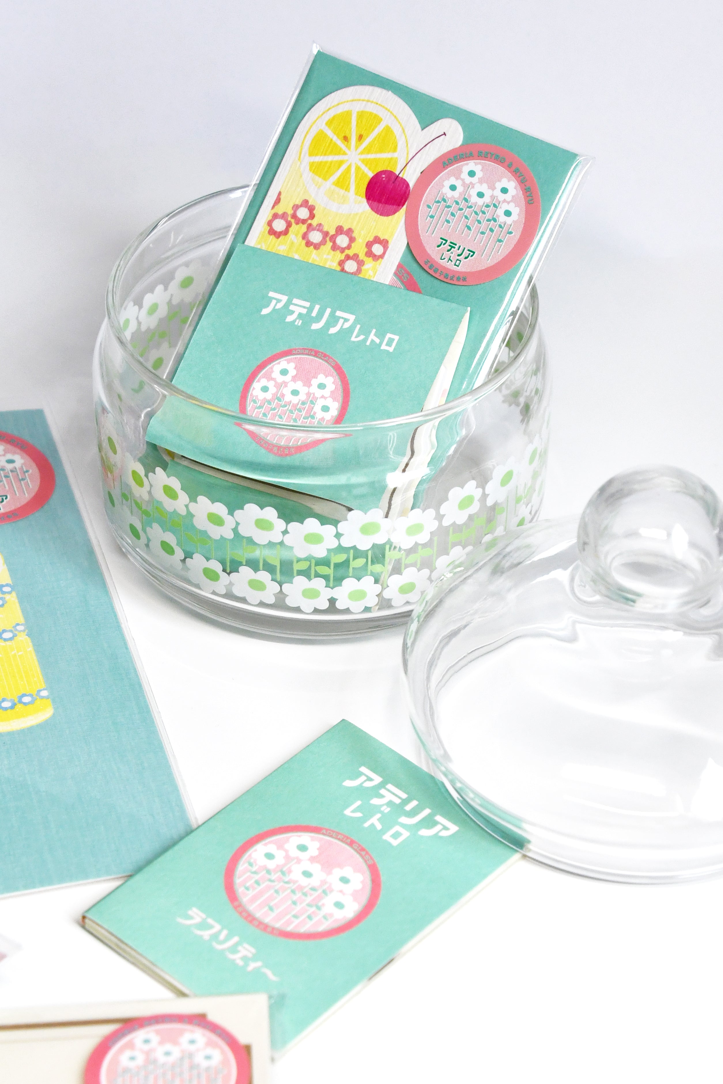 Aderia Retro Candy case glassware, Japanese retro illustration and high-quality design