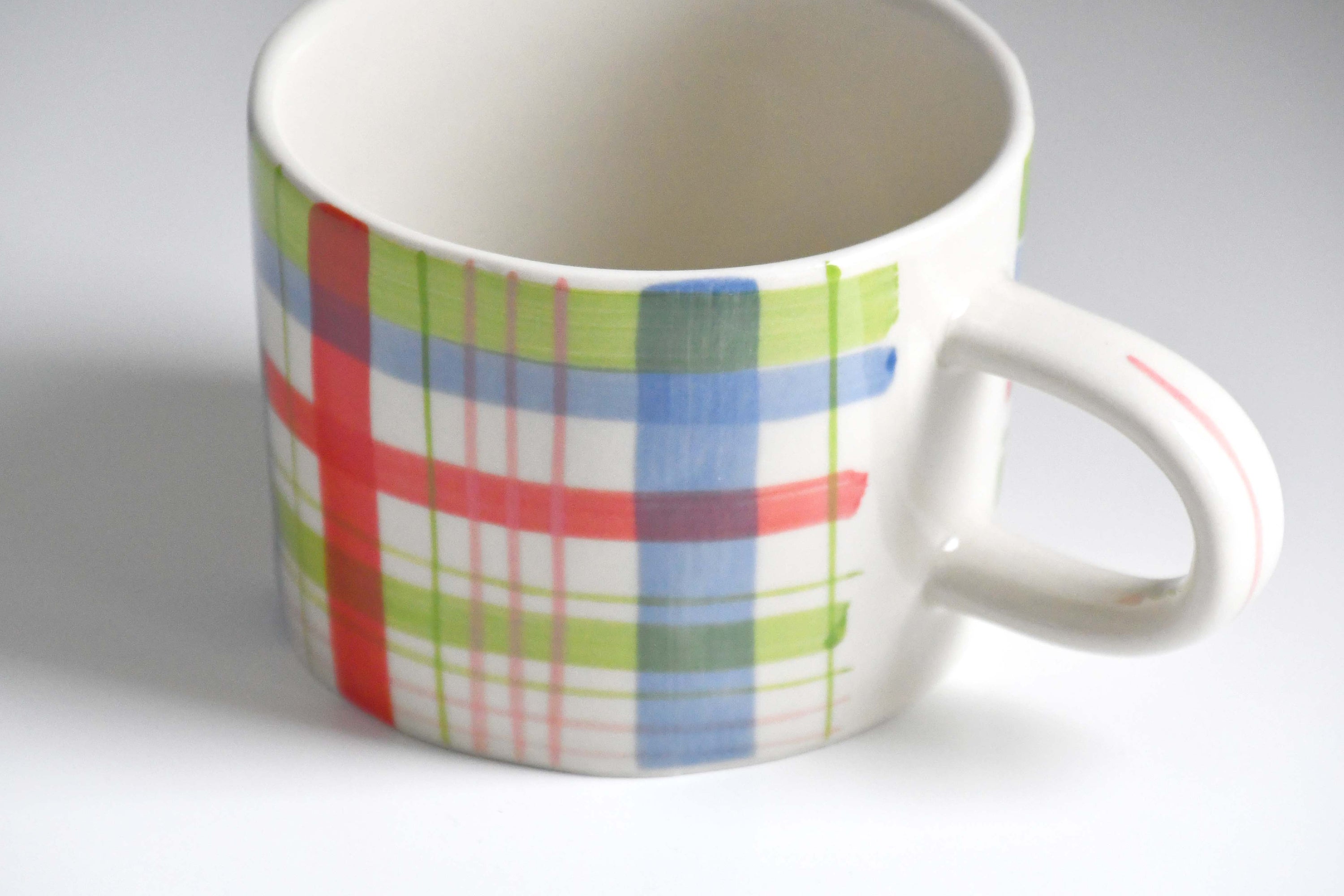 BISQUE Carreaux Hand-written checked Mug Cup CDF Yellow Blue