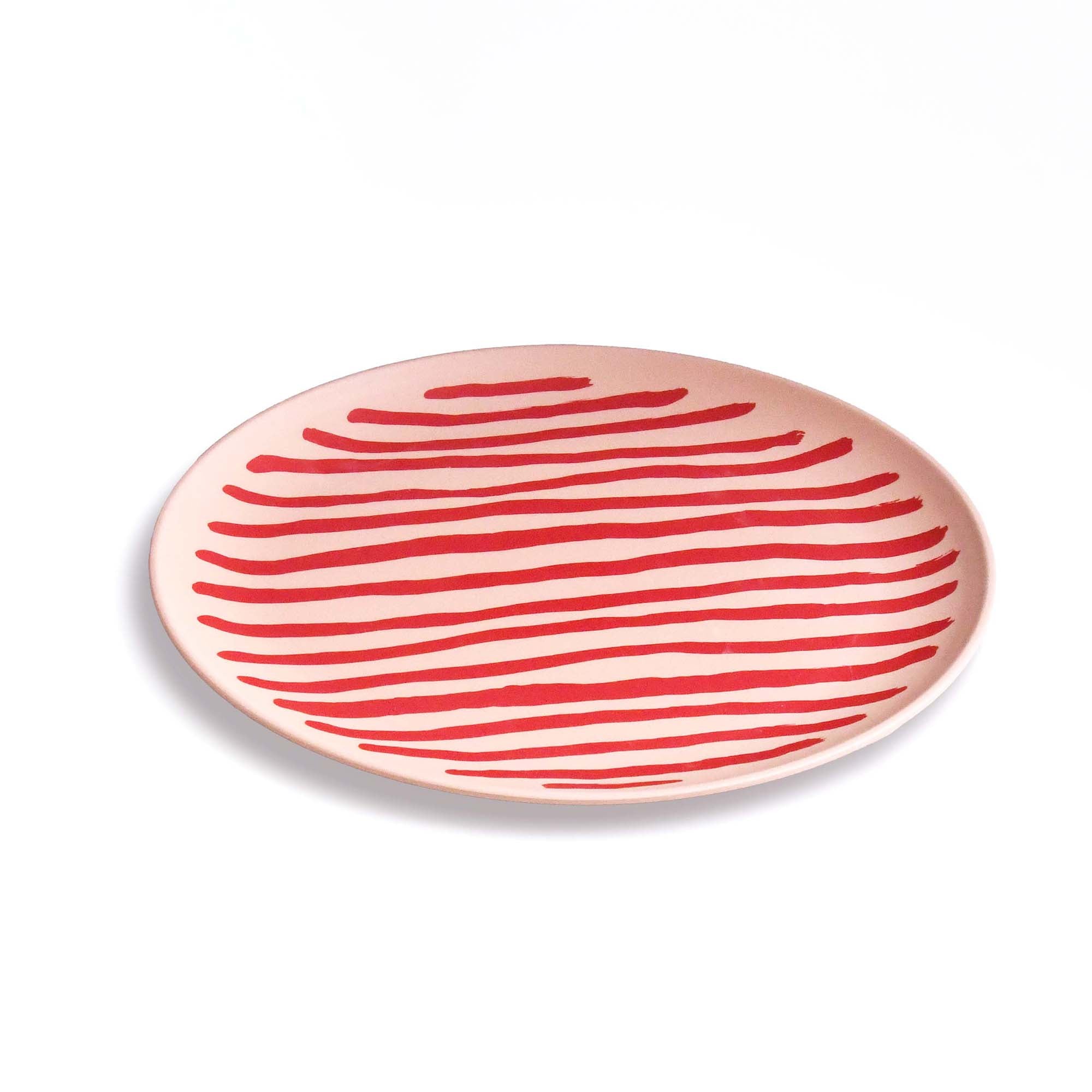 Goma Bamboo Plate Dinner Resin Child-safe Plate LL, Red bold lined