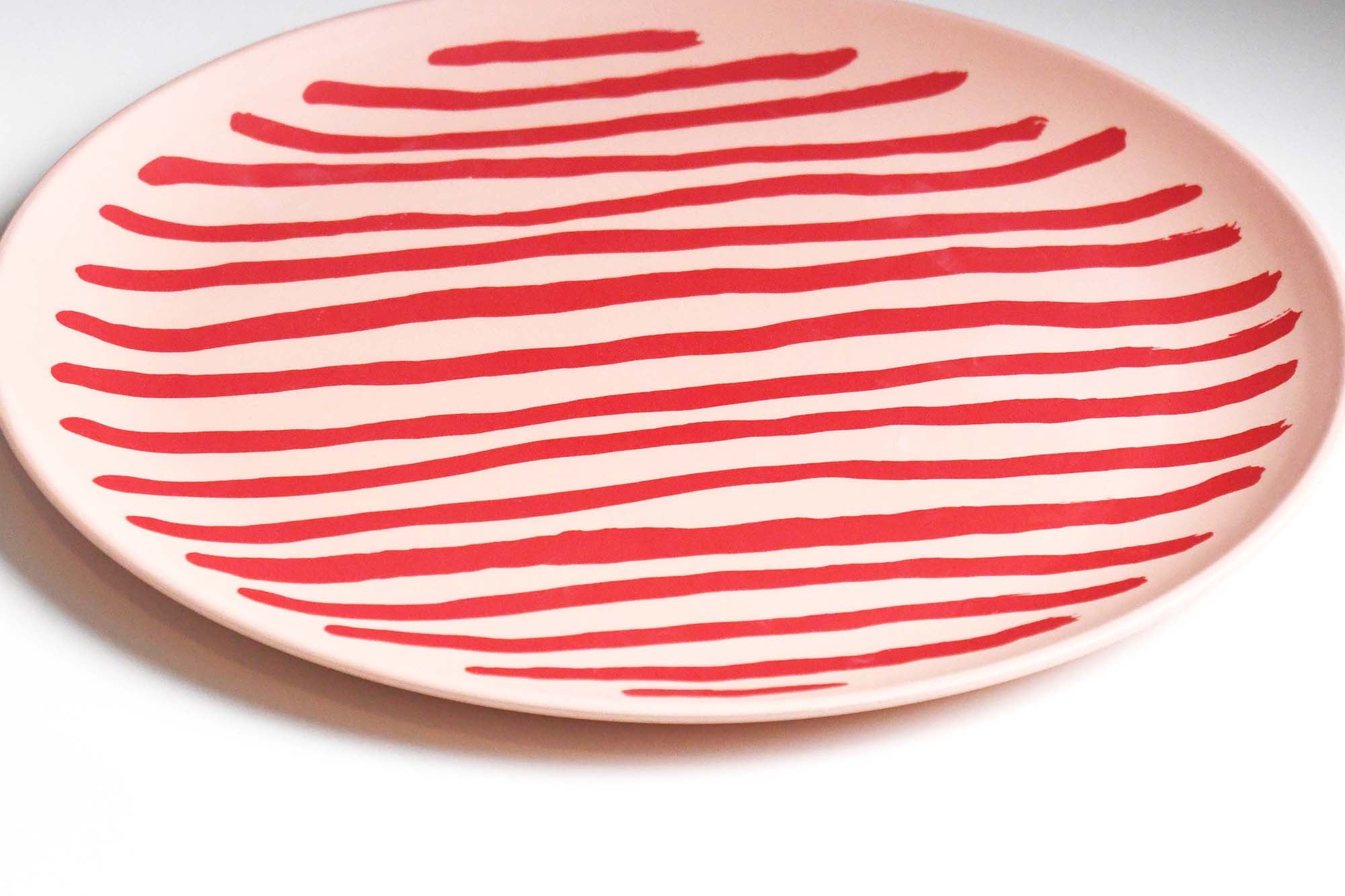 Goma Bamboo Plate Dinner Resin Child-safe Plate LL, Red bold lined