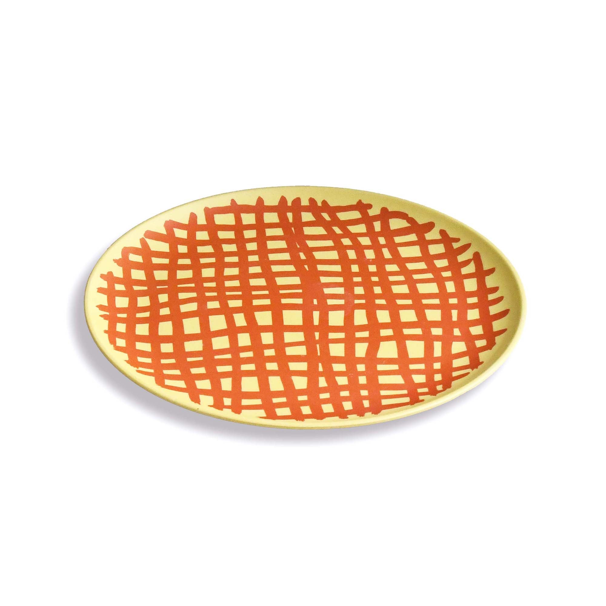 Goma Bamboo Plate Dinner Resin Child-safe Plate LL, Yellow check